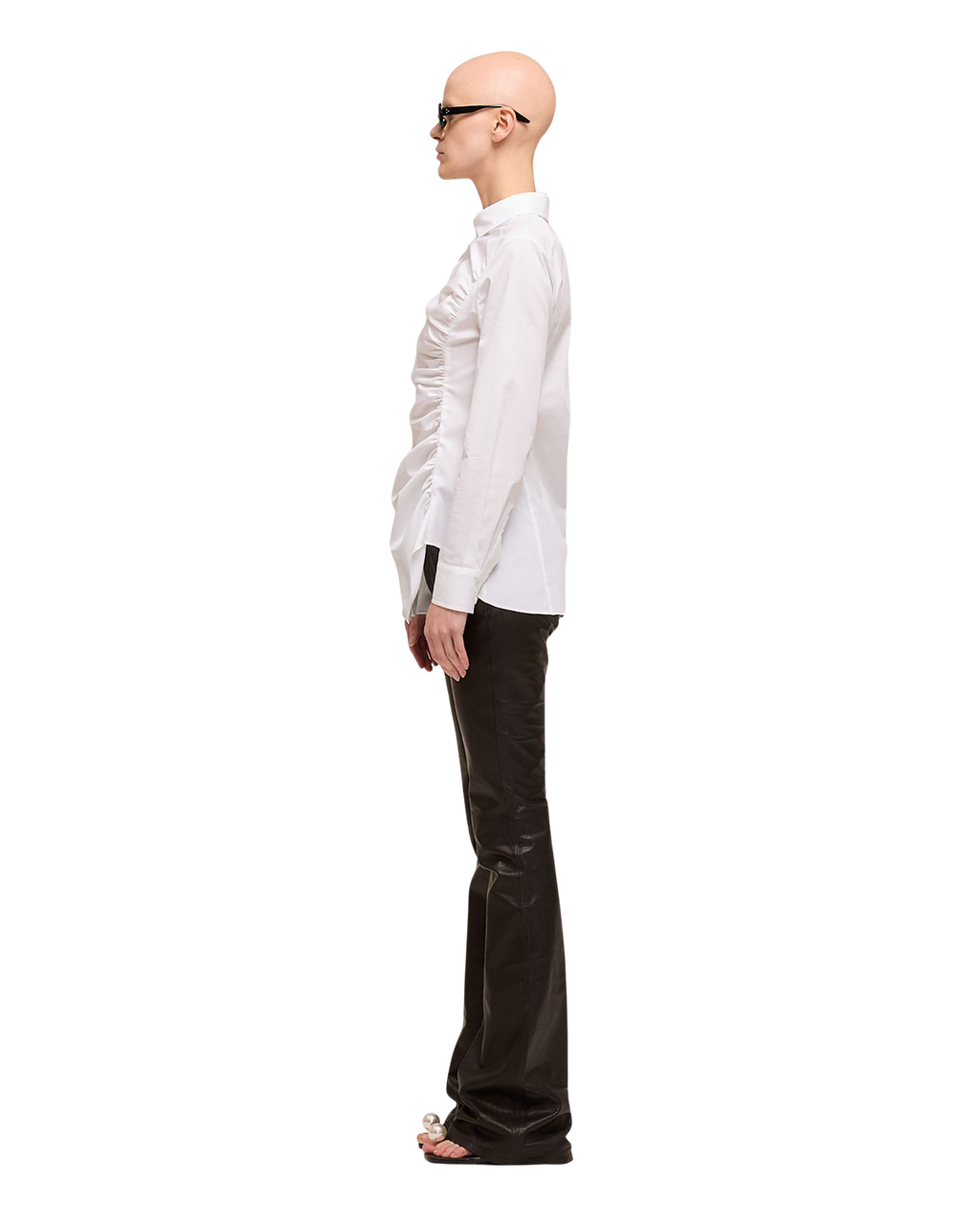 Kimhe Kim - Asymmetrical Shirring Shirt (White) product image 3 | TRAB K-Fashion Australia
