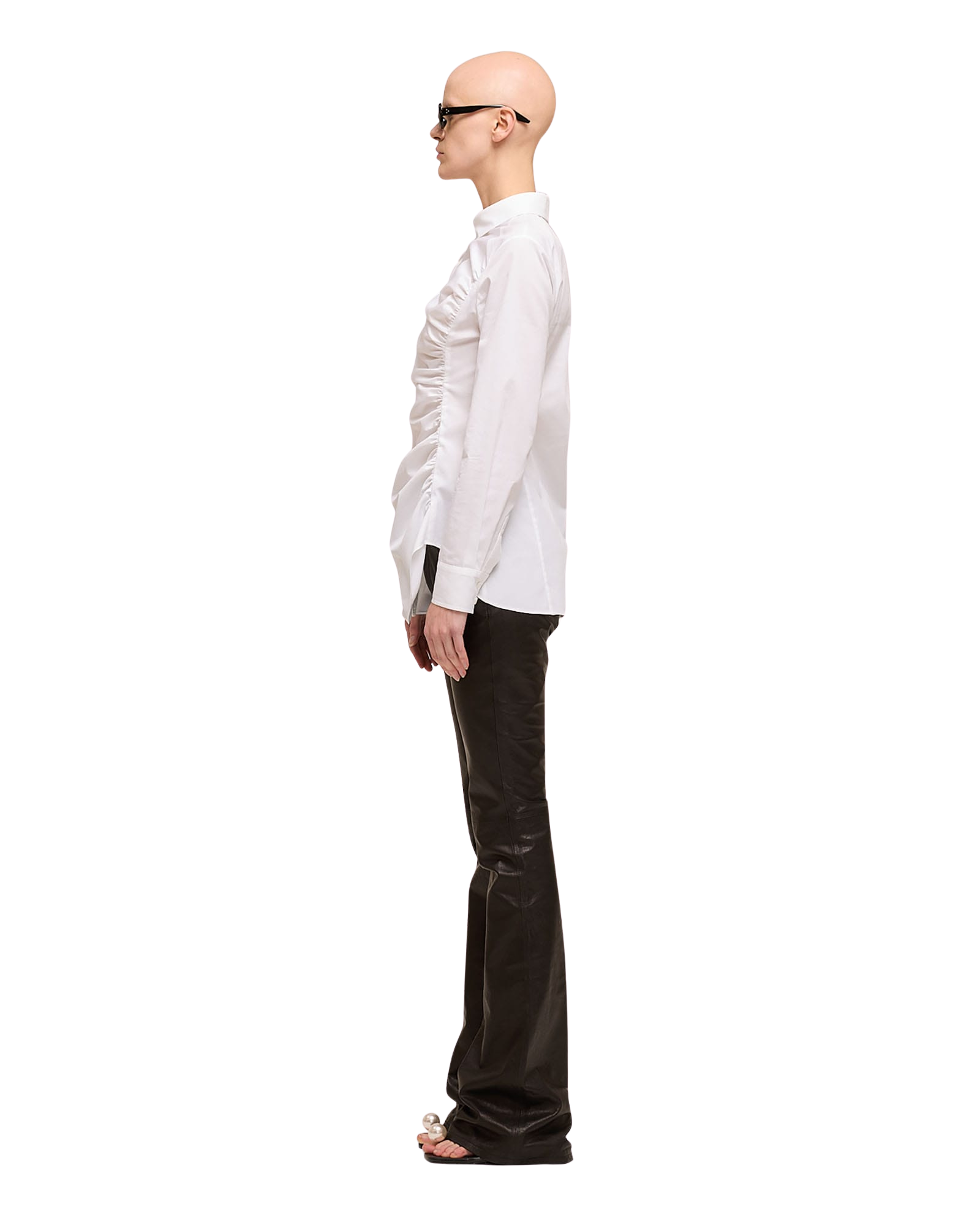 Kimhe Kim - Asymmetrical Shirring Shirt (White) product image 3 | TRAB K-Fashion Australia