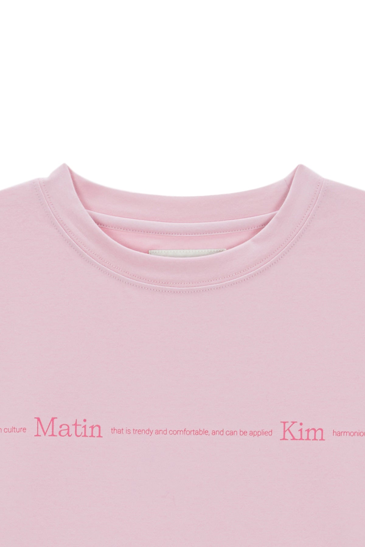 Matin Kim - Matin Small Line Logo Stitch Crop Top (Pink) product image 3 | TRAB K-Fashion Australia