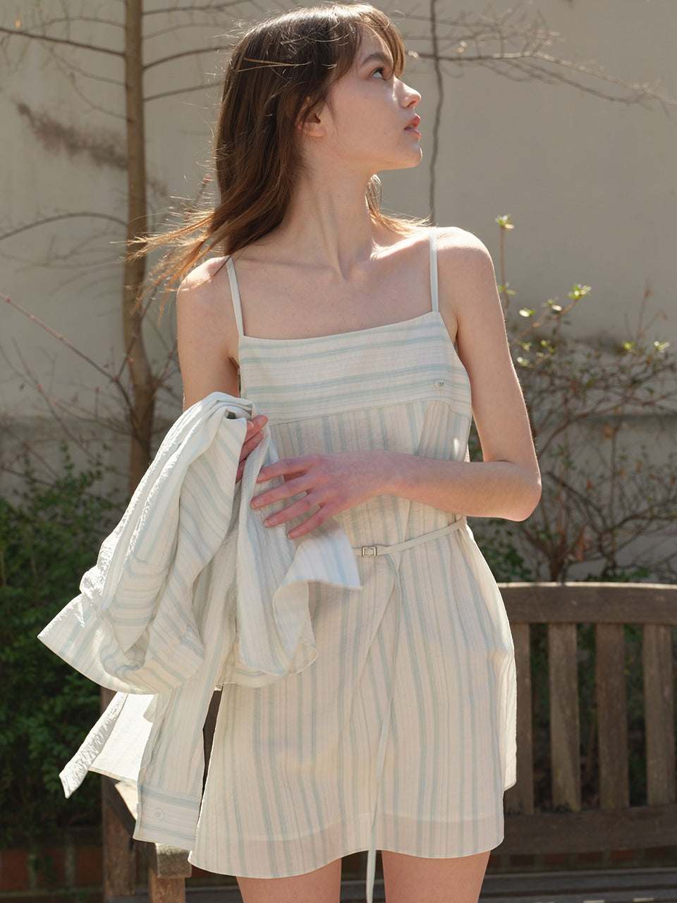 Margarin Fingers - Natural Stripe Slip Dress (Mint) product image 1 | TRAB K-Fashion Australia