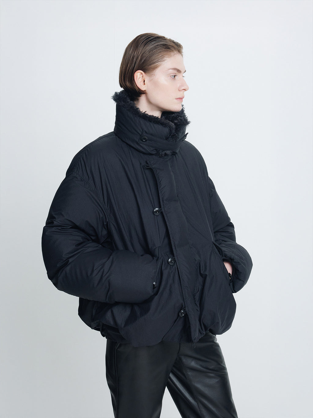 Tonywack - Shearling Collar Puffer Blouson (Black) product image 1 | TRAB K-Fashion Australia