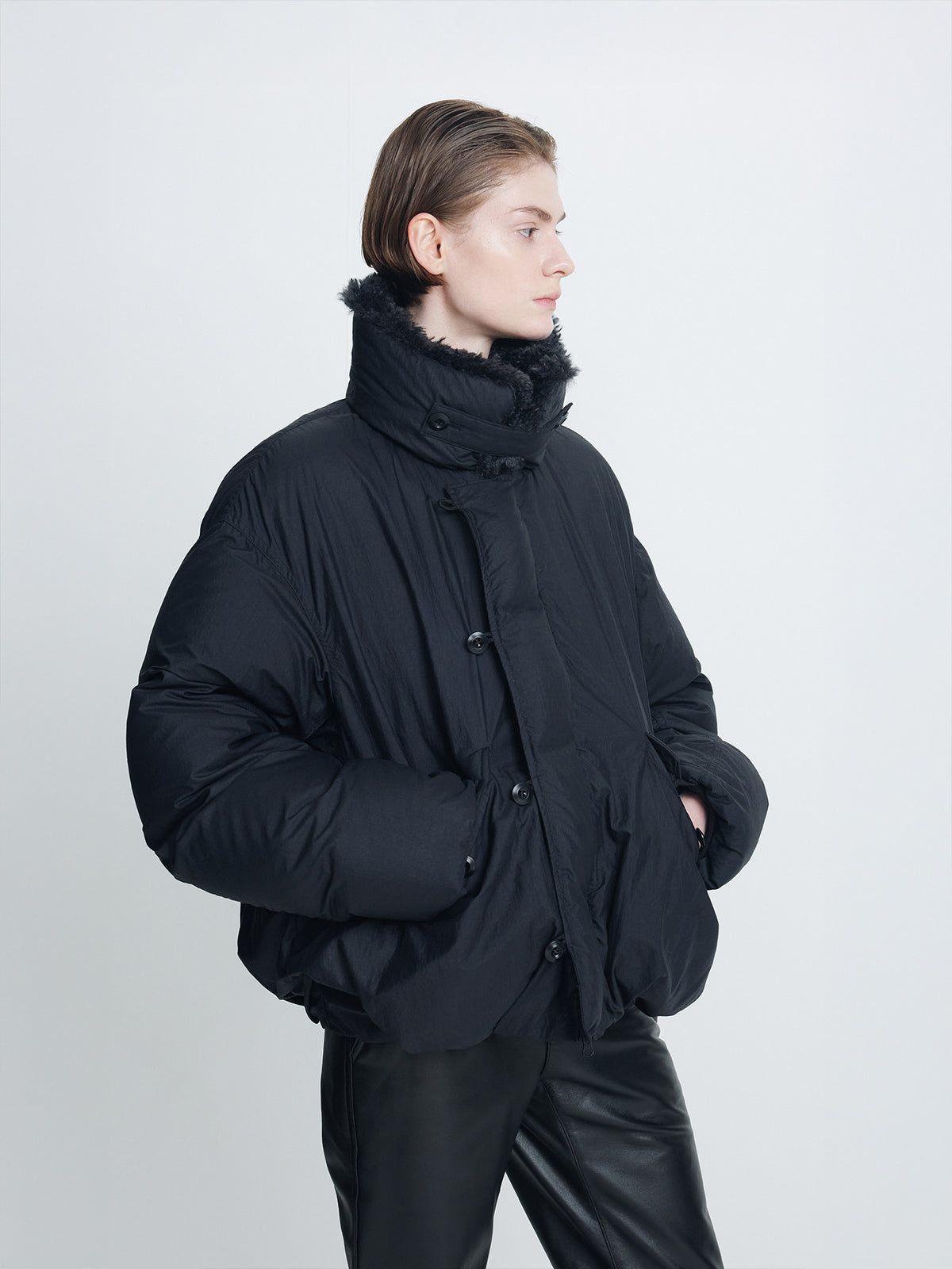 Tonywack - Shearling Collar Puffer Blouson (Black) product image 1 | TRAB K-Fashion Australia