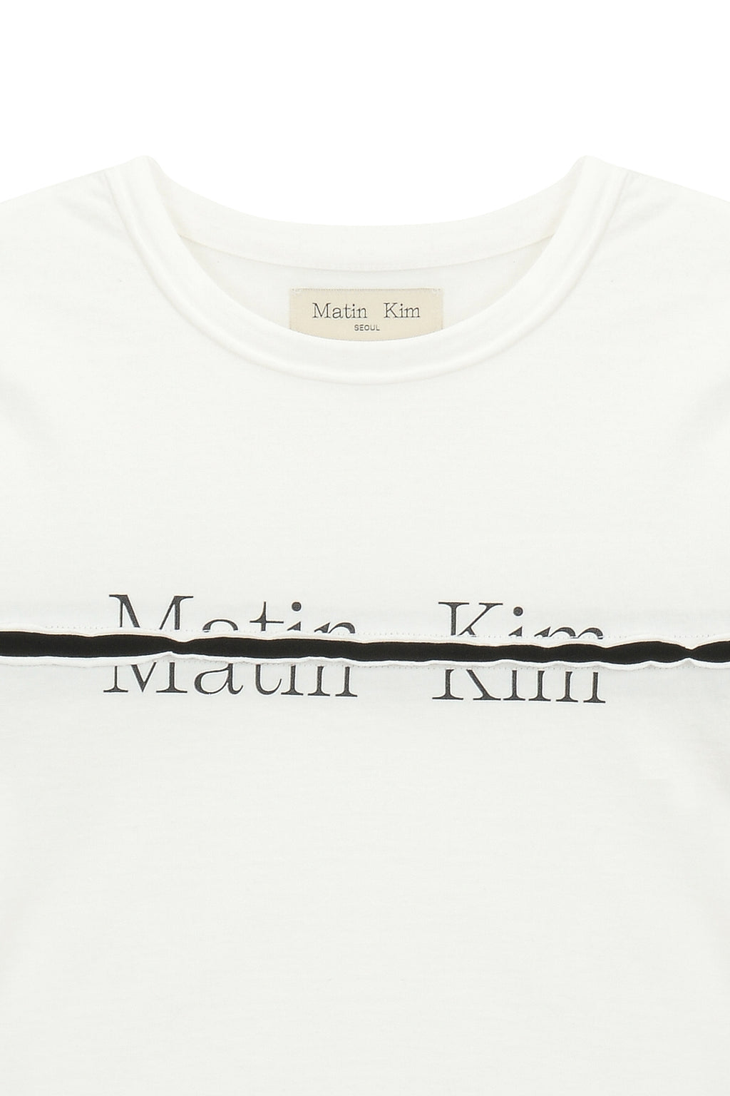 Matin Kim - Logo Cutted Crop Top (White) product image 3 | TRAB K-Fashion Australia