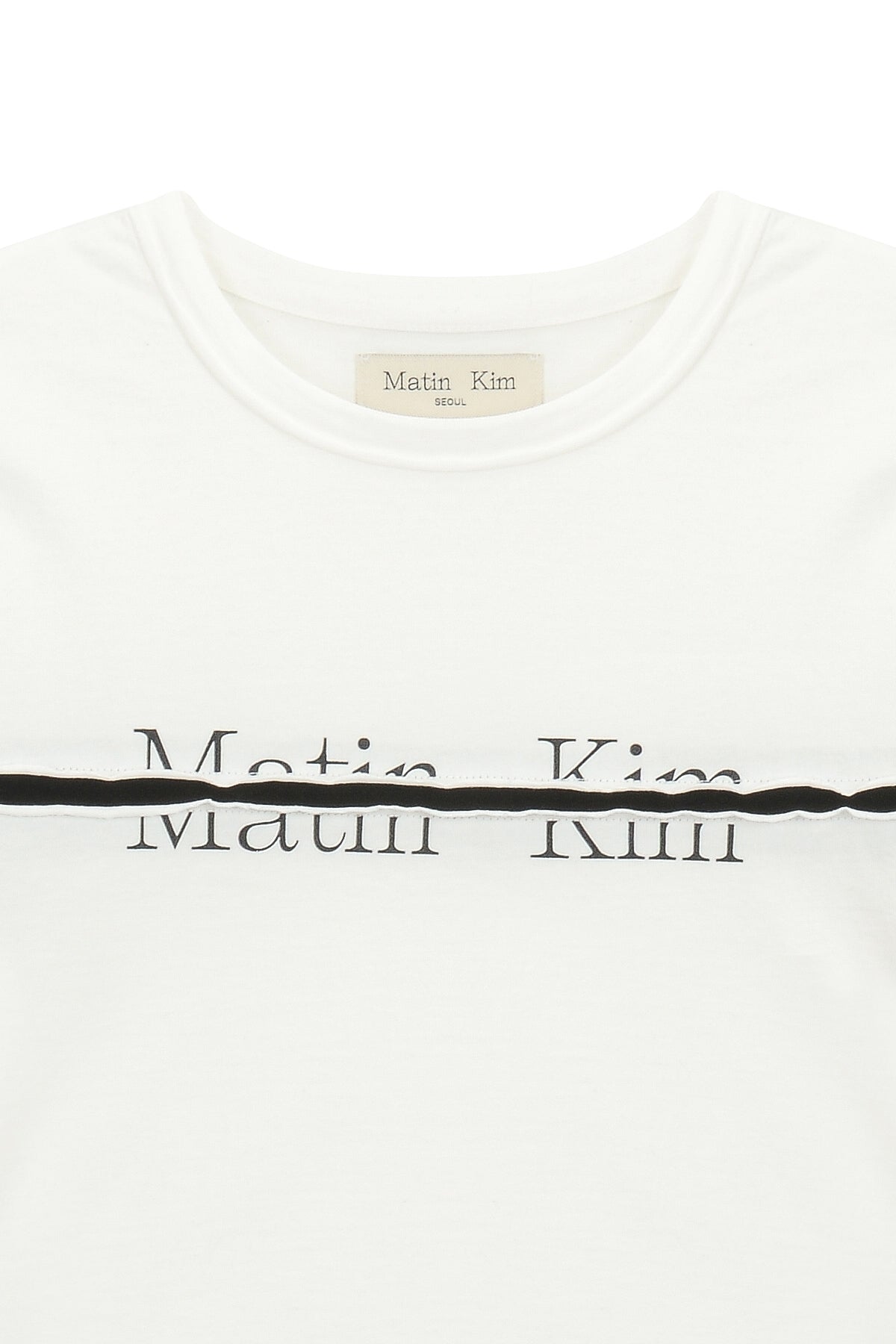 Matin Kim - Logo Cutted Crop Top (White) product image 3 | TRAB K-Fashion Australia