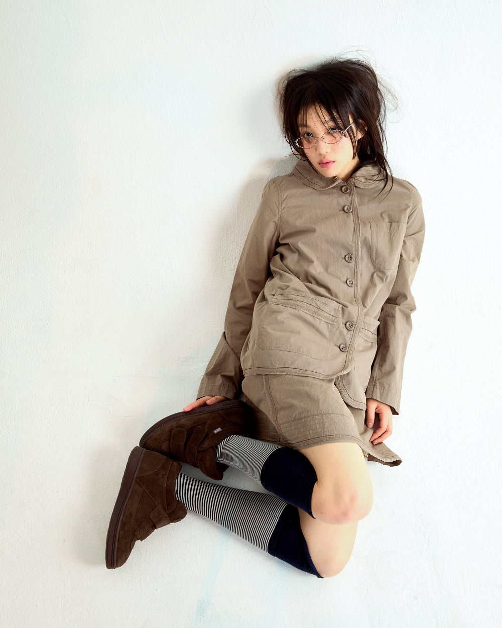 Coyseio - Double-Layer Striped Socks (Navy) product image 3 | TRAB K-Fashion Australia