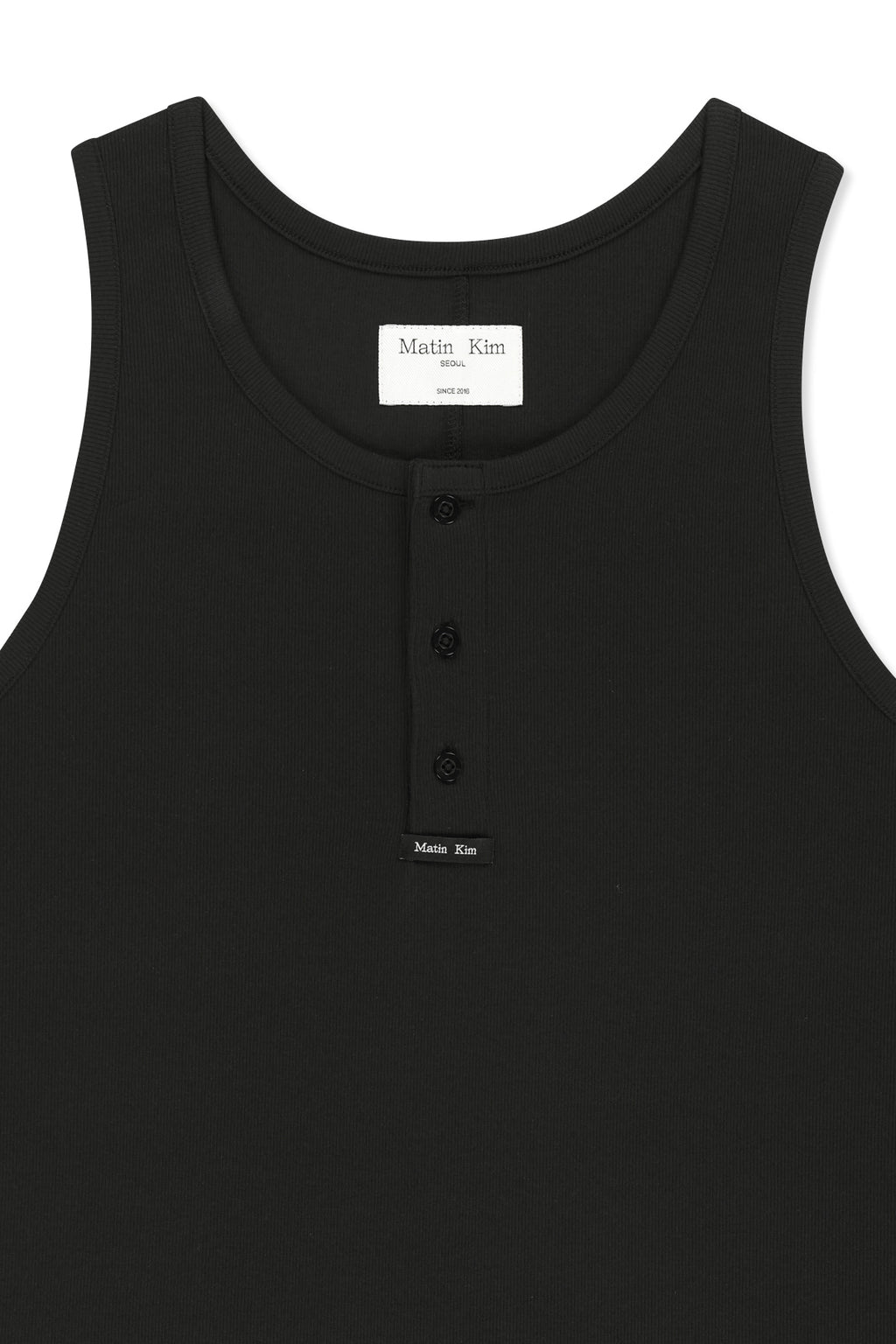 Matin Kim - Sleeveless Henley Top (Black) product image 3 | TRAB K-Fashion Australia