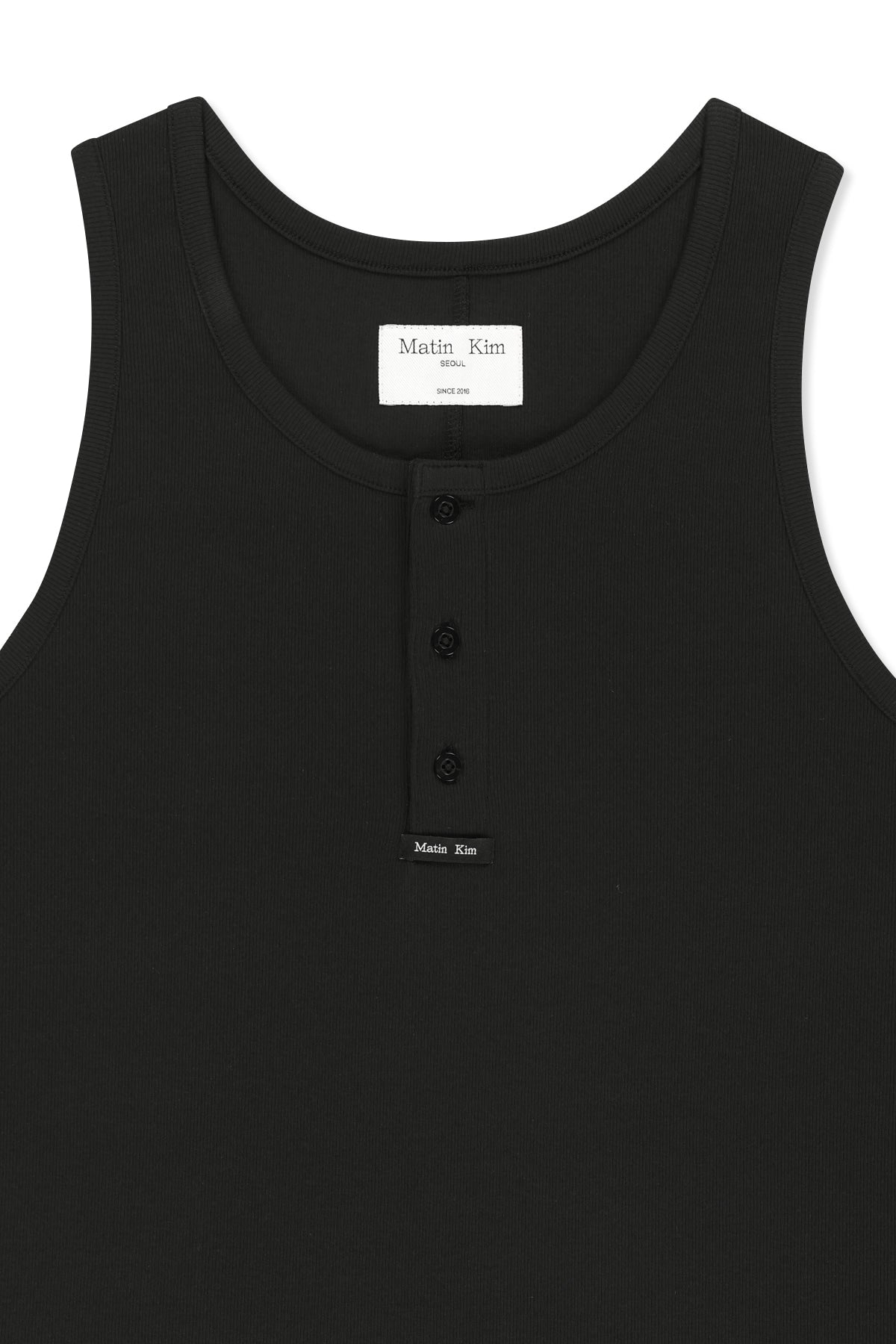 Matin Kim - Sleeveless Henley Top (Black) product image 3 | TRAB K-Fashion Australia