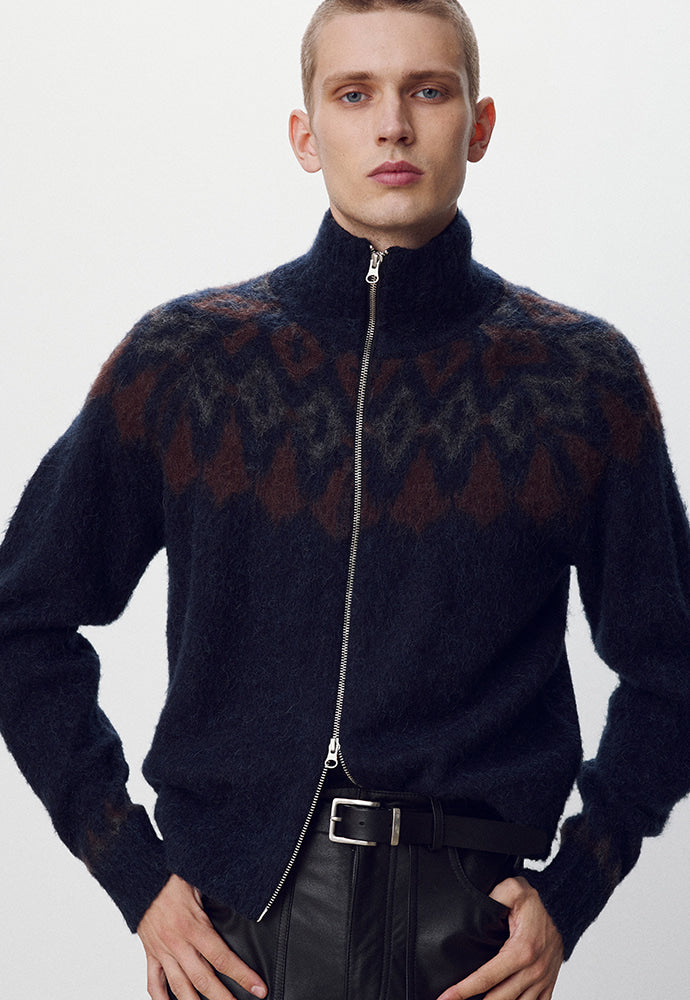 Tonywack - Nordic Mohair Zip Up Knit (Dark Navy) product image 4 | TRAB K-Fashion Australia