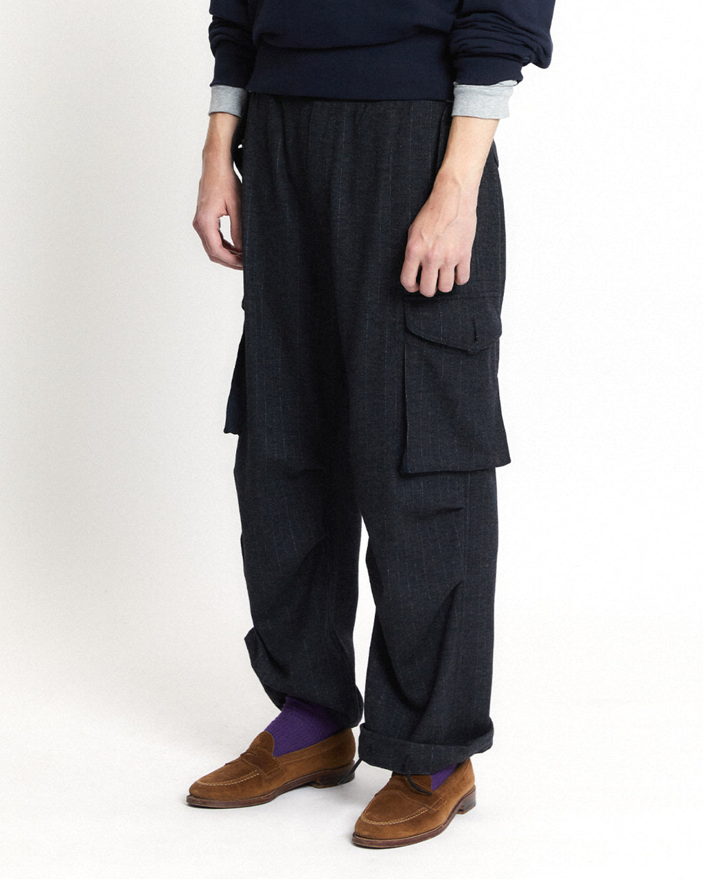 Eastlogue - Combat Easy Pants (Grey Chalk Stripe) product image 2 | TRAB K-Fashion Australia