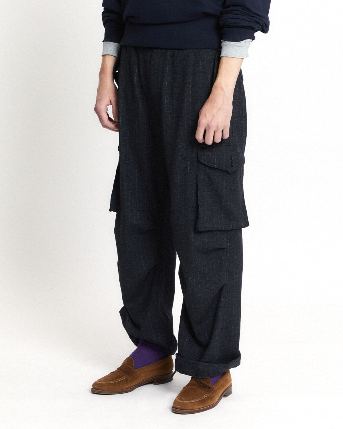 Eastlogue - Combat Easy Pants (Grey Chalk Stripe) product image 2 | TRAB K-Fashion Australia