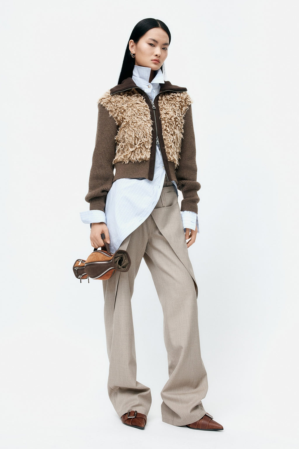 Andersson Bell - Fur Combo Knit Top (Beige) product image 1 | TRAB K-Fashion Australia