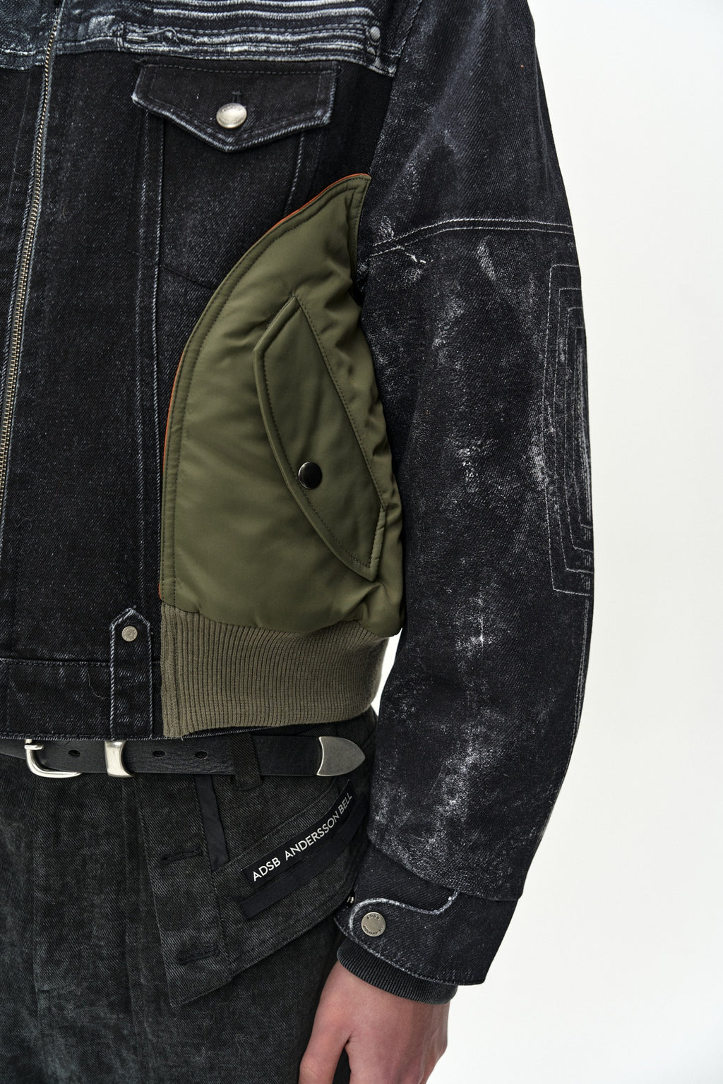 Andersson Bell - Nylon Patch Racing Denim Combo Jacket (black) (Black) product image 7 | TRAB K-Fashion Australia