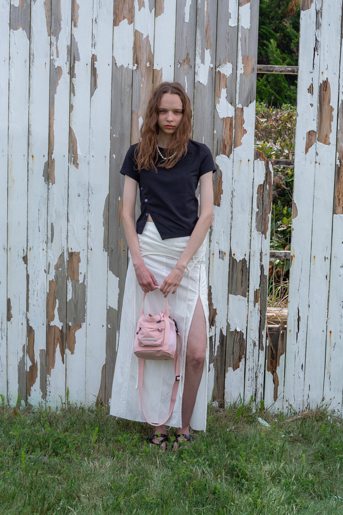 Matin Kim - Slit Button Point Crop Top (Black) product image 8 | TRAB K-Fashion Australia