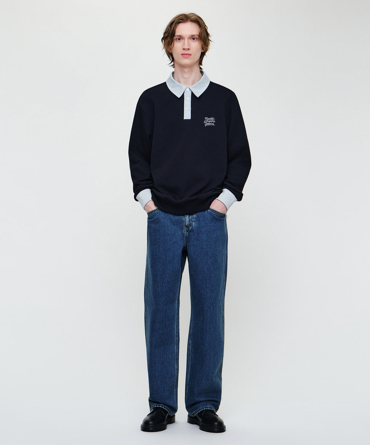 Marithe & Francois Girbaud - X-pocket Semi-wide Denim Pants (Blue) product image 4 | TRAB K-Fashion Australia