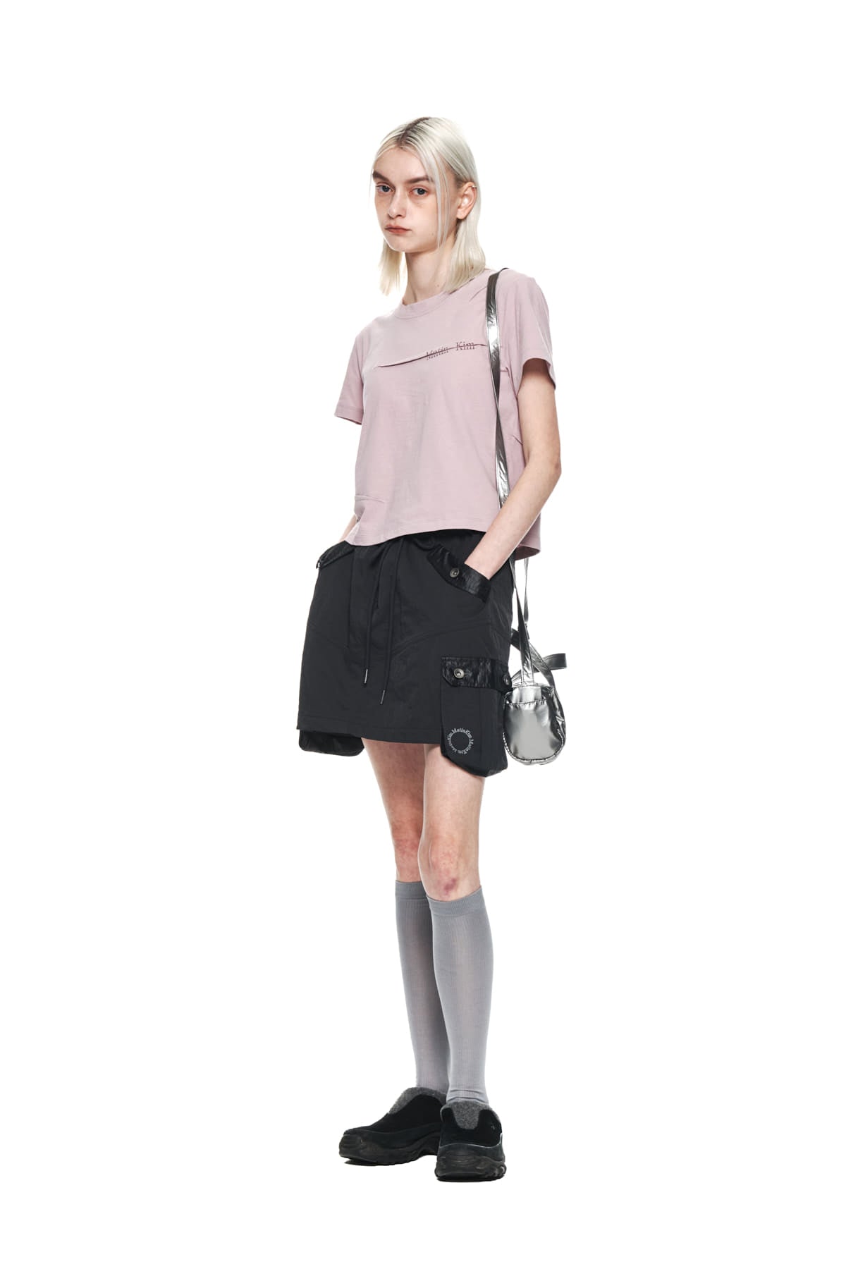 Matin Kim - Slit Pintuck Point Crop Top (Indian Pink) product image 9 | TRAB K-Fashion Australia