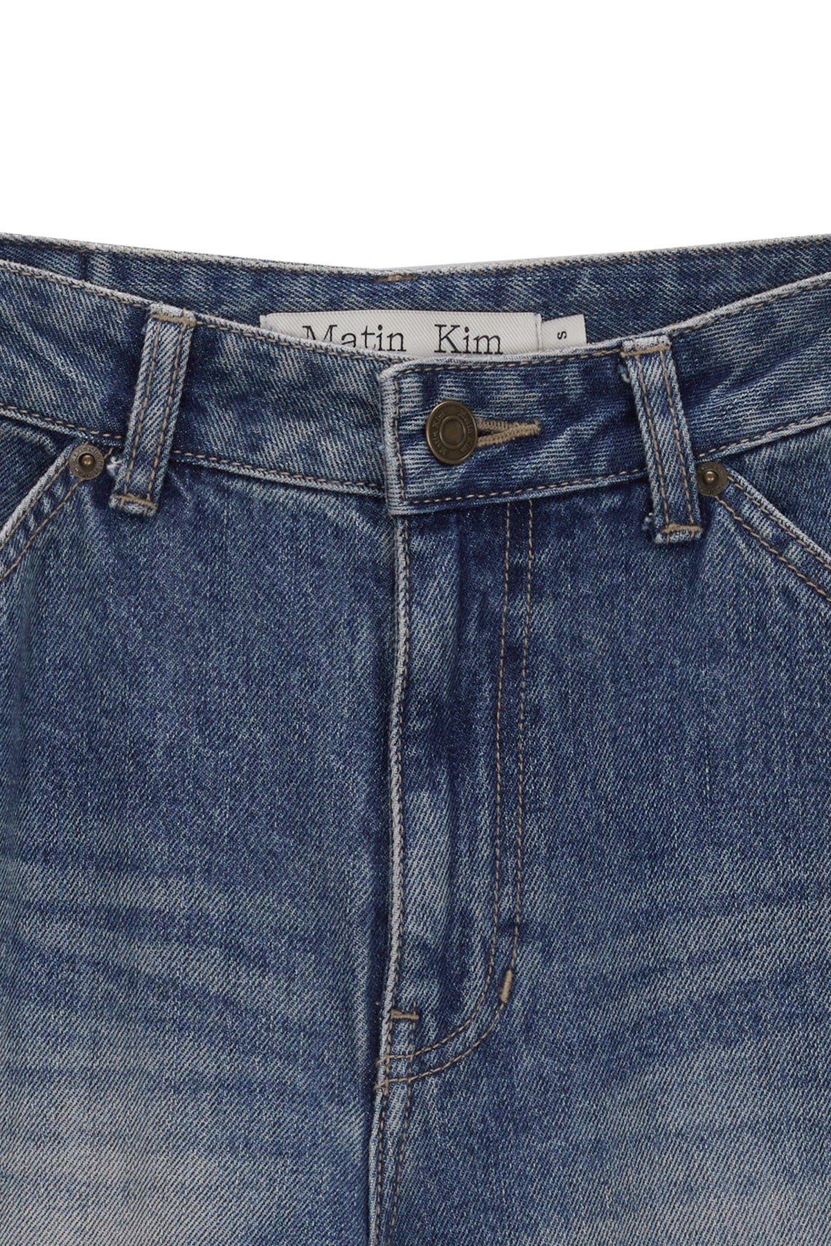 Matin Kim - Semi Boots Cut Damage Denim Pants (Blue) product image 3 | TRAB K-Fashion Australia