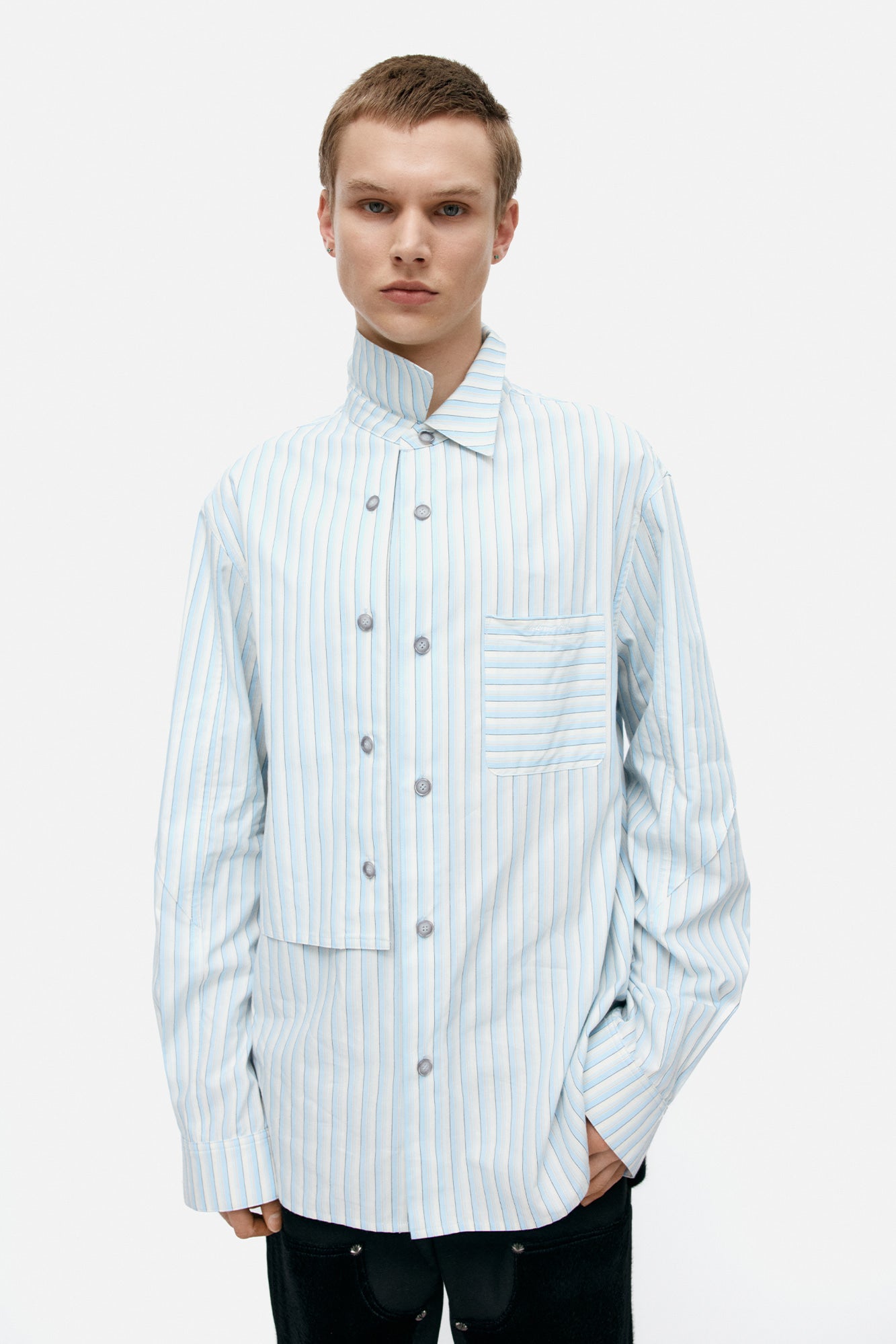 Andersson Bell - Stripe Layered Shirt (Blue) product image 3 | TRAB K-Fashion Australia