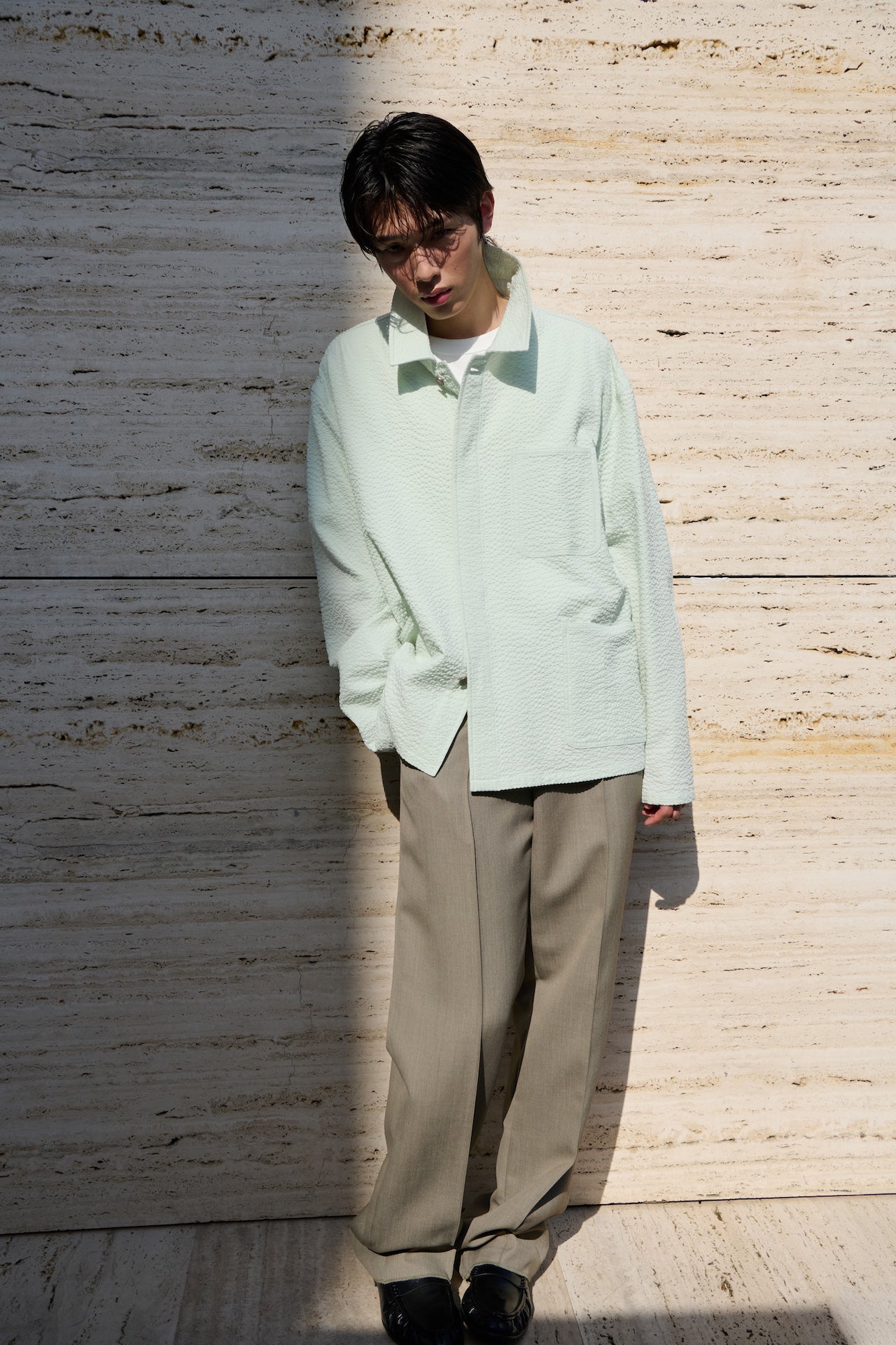 STU - Low Rise Pin Tuck Wool Slacks (Beige) product image 8 | TRAB K-Fashion Australia