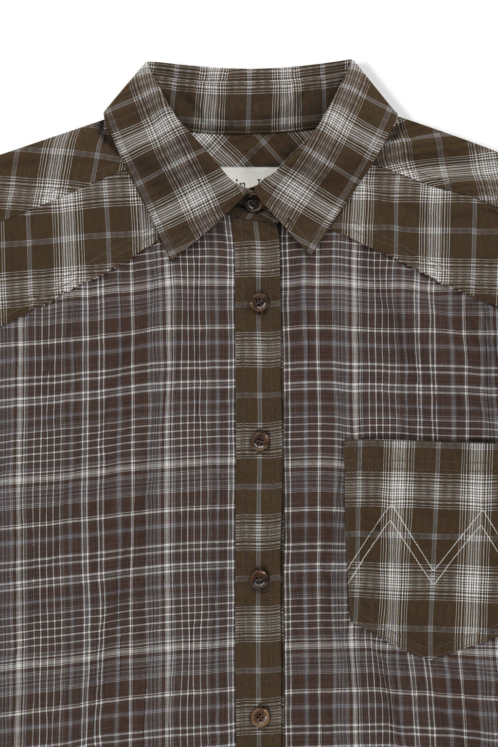 Matin Kim - Mixed Check Over Fit Shirt (Brown) product image 3 | TRAB K-Fashion Australia