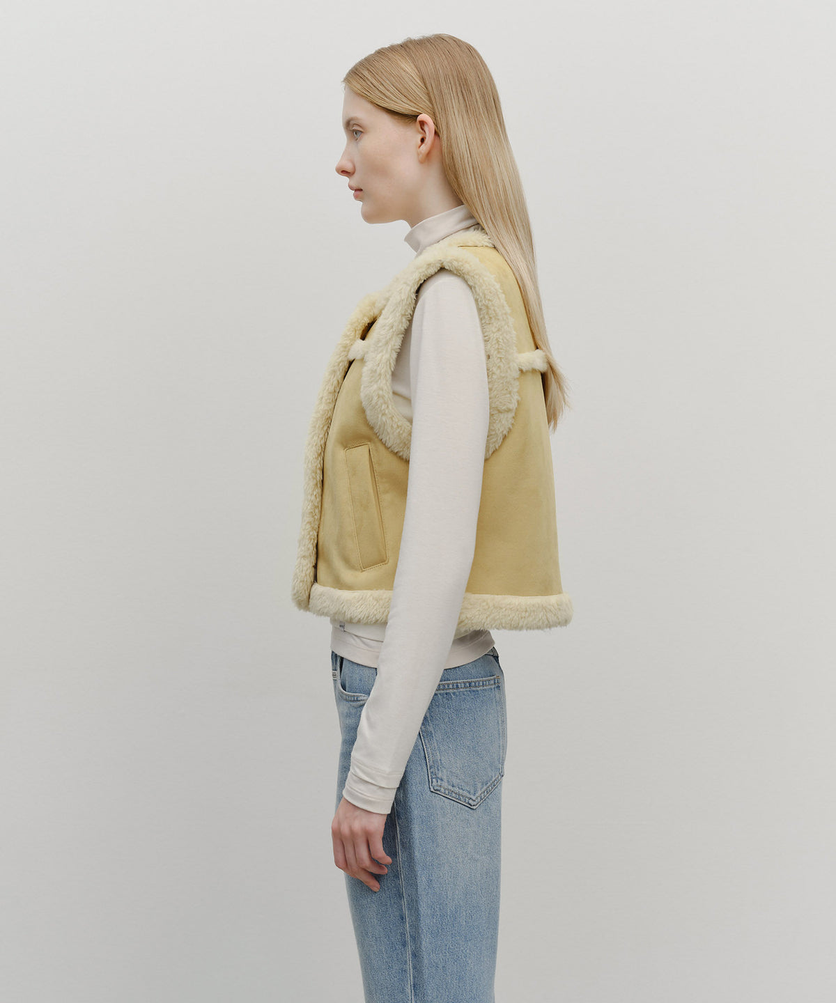 Marithe & Francois Girbaud - Shearling Crop Vest (Beige) product image 2 | TRAB K-Fashion Australia