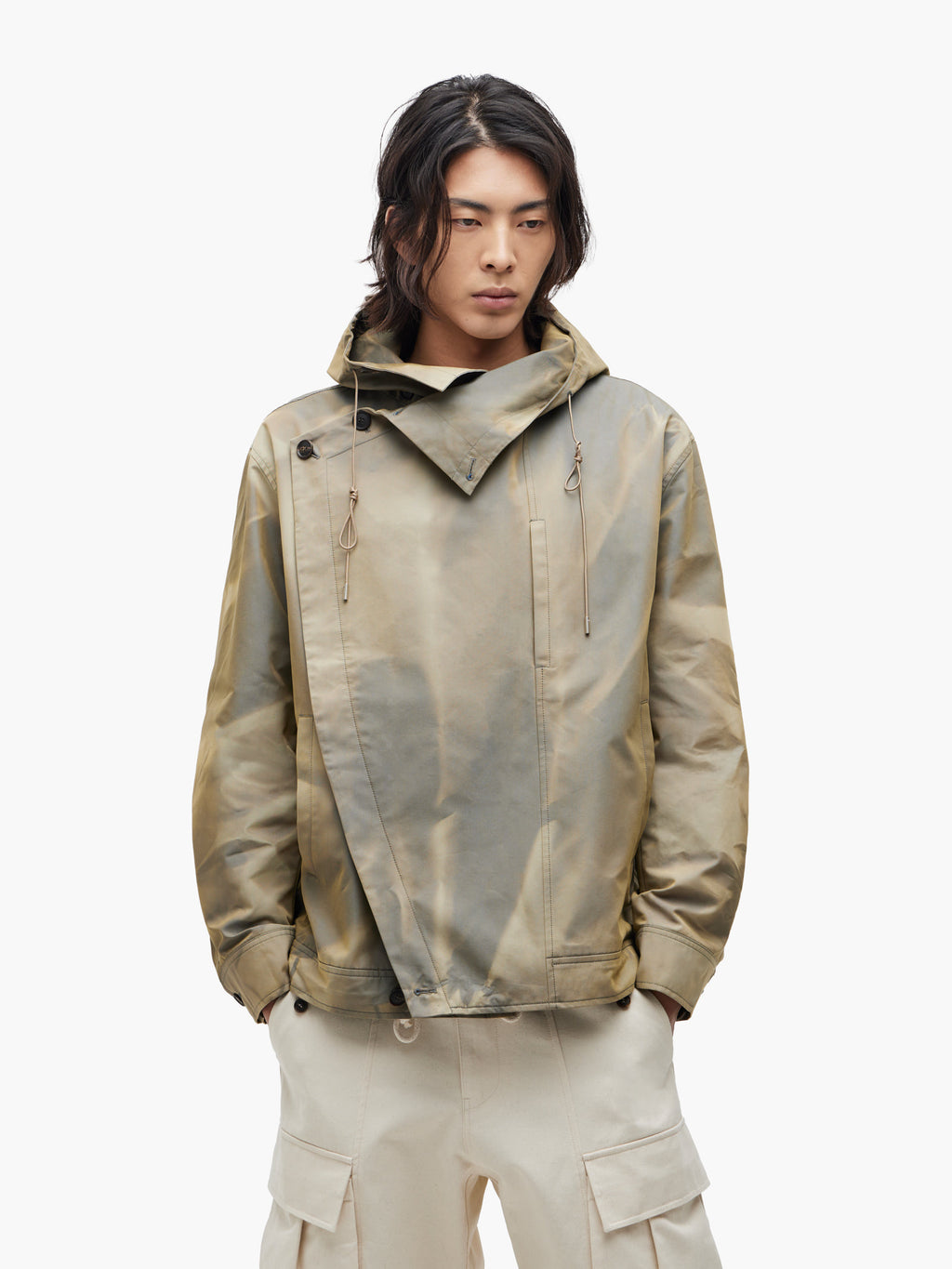 Jiyong Kim - Sun-Bleached Asymmetric Front Jacket (Beige) product image 2 | TRAB K-Fashion Australia