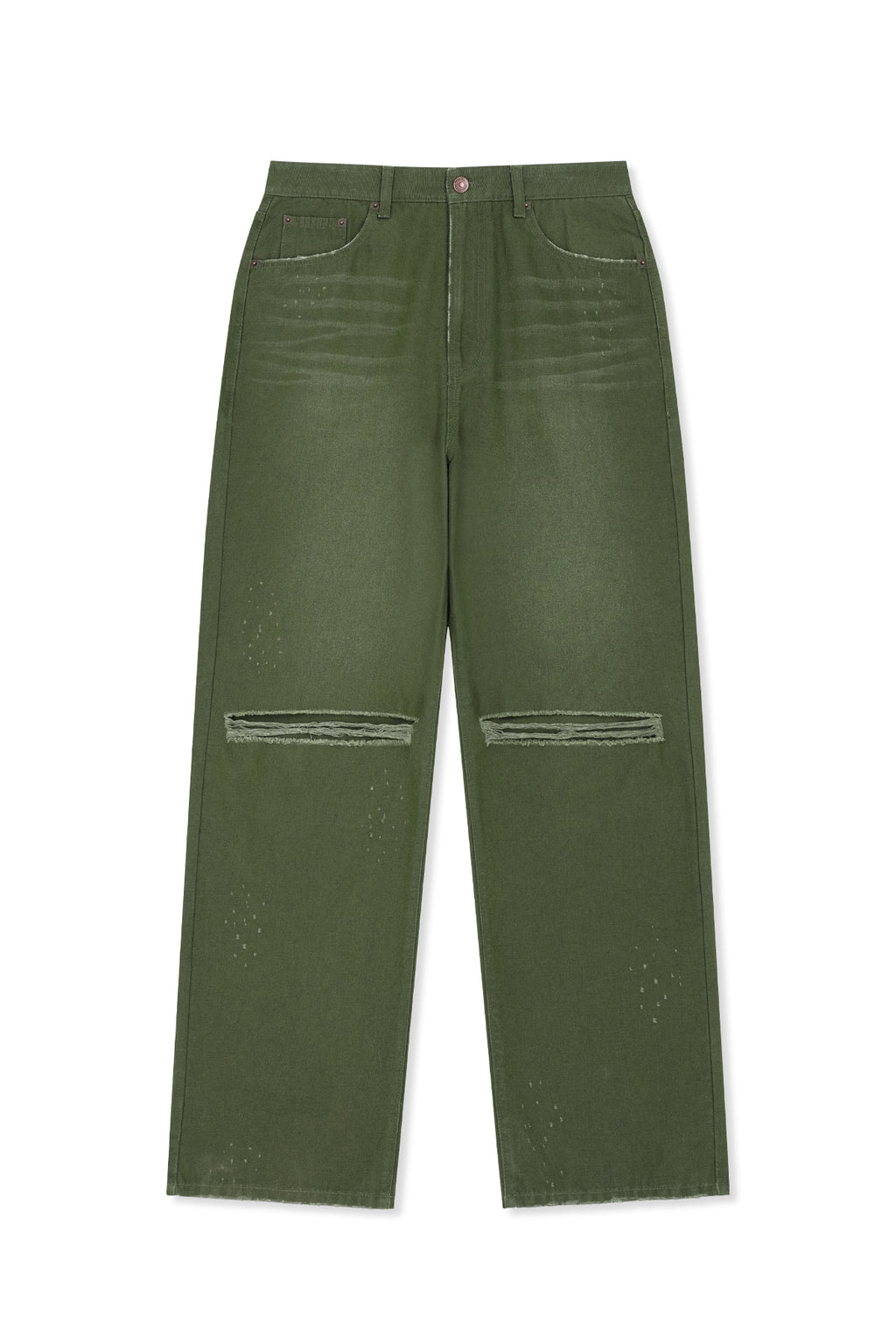 Matin Kim - Distressed Denim Pants (Khaki) product image 11 | TRAB K-Fashion Australia