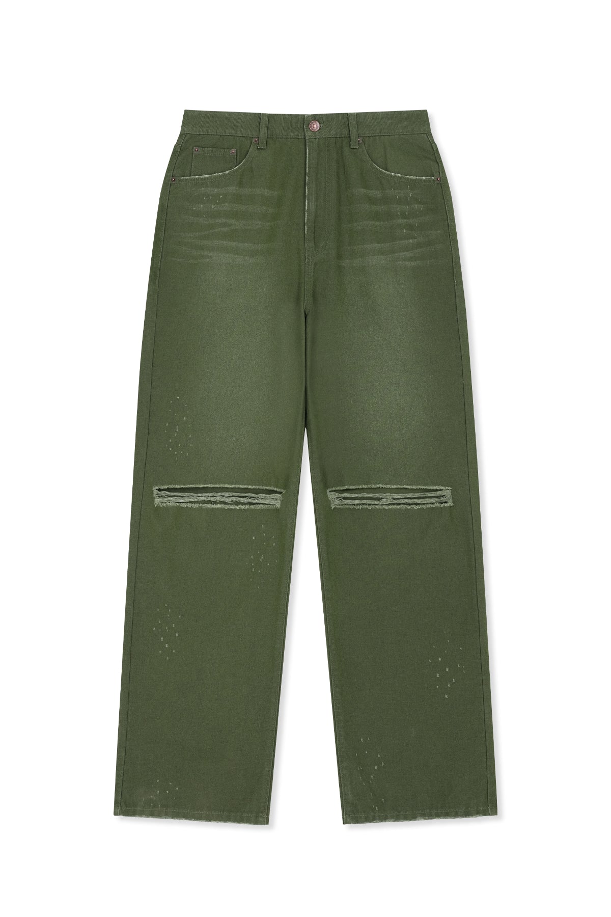 Matin Kim - Distressed Denim Pants (Khaki) product image 11 | TRAB K-Fashion Australia
