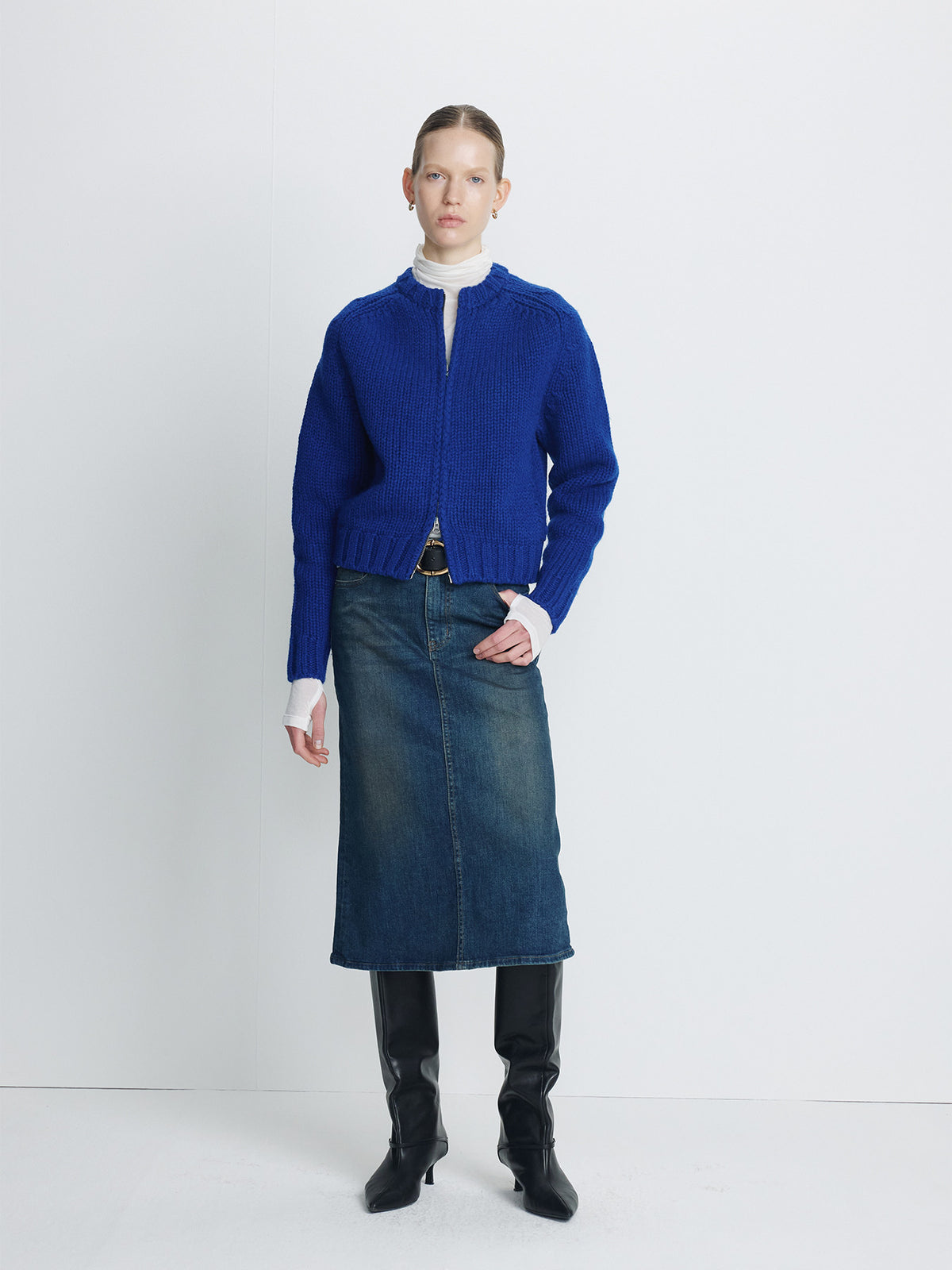 Tonywack - Shetland Wool Knitted Zip Blouson (Royal Blue) product image 2 | TRAB K-Fashion Australia