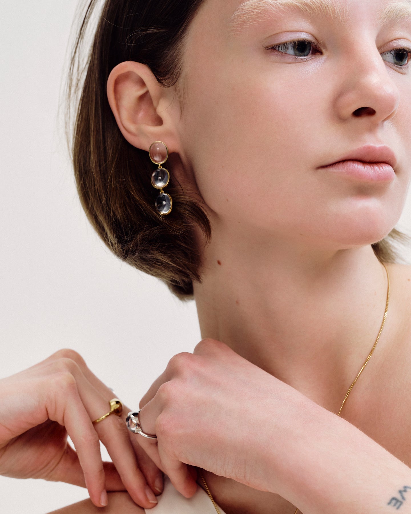 Numbering - Ellipse Glass Triple  Drop Earrings #5213 product image 1 | TRAB K-Fashion Australia
