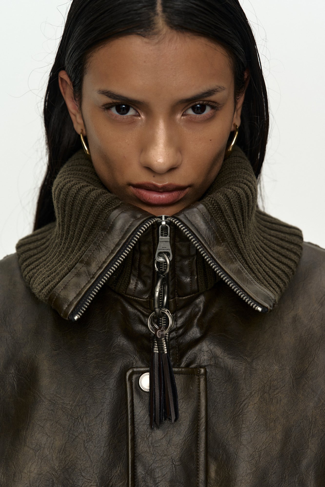 Andersson Bell - Knit-Collar Ma-1 Bomber Jacket (Khaki) product image 4 | TRAB K-Fashion Australia