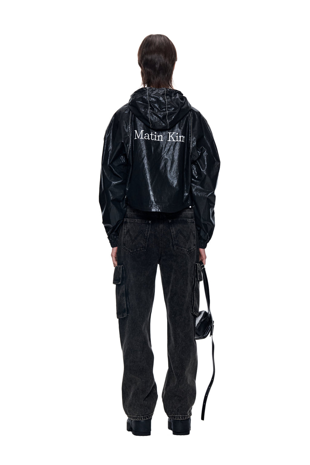 Matin Kim - Matin Crop Hoody Coating Jumper (Black) product image 7 | TRAB K-Fashion Australia