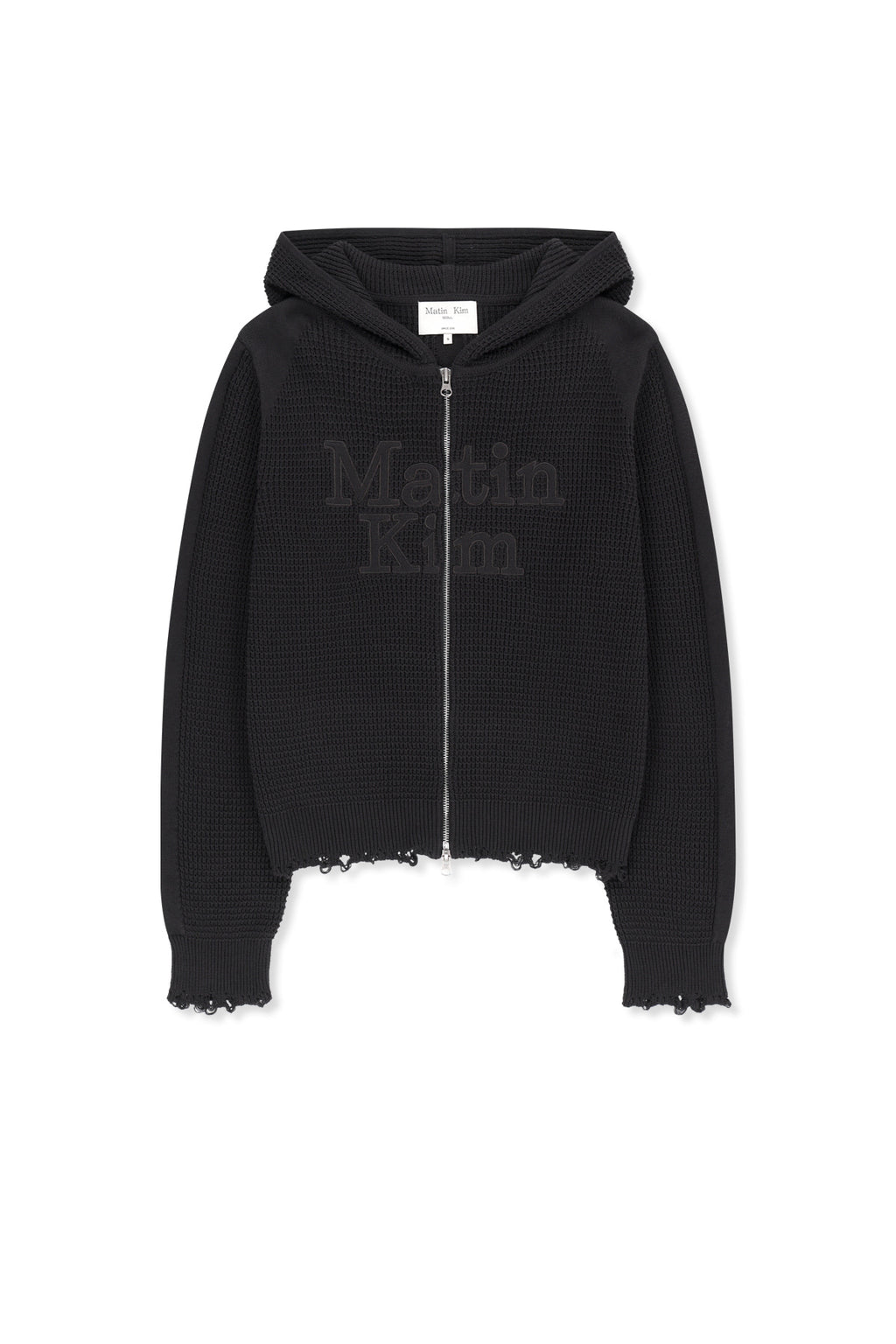 Matin Kim - Waffle Texture Hoody Knit Zip Up (Charcoal) product image 12 | TRAB K-Fashion Australia