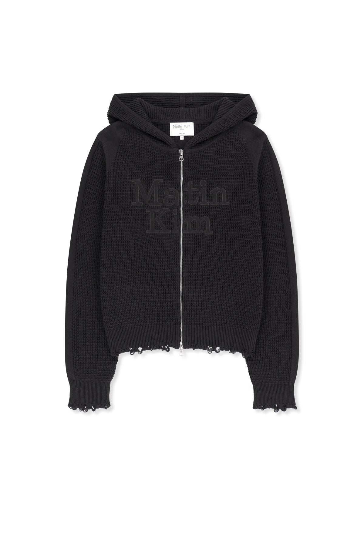 Matin Kim - Waffle Texture Hoody Knit Zip Up (Charcoal) product image 12 | TRAB K-Fashion Australia