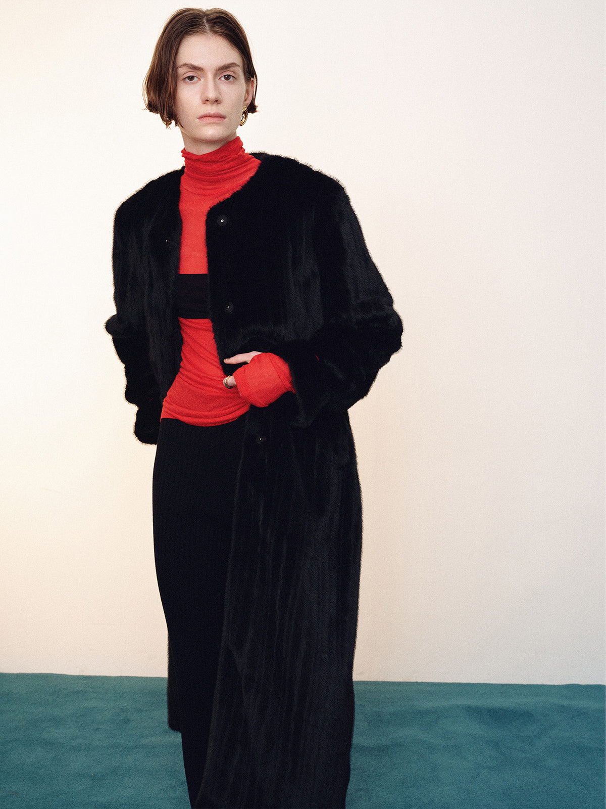 Tonywack - Sheer Slim-Fit High Neck Top (Red) product image 7 | TRAB K-Fashion Australia