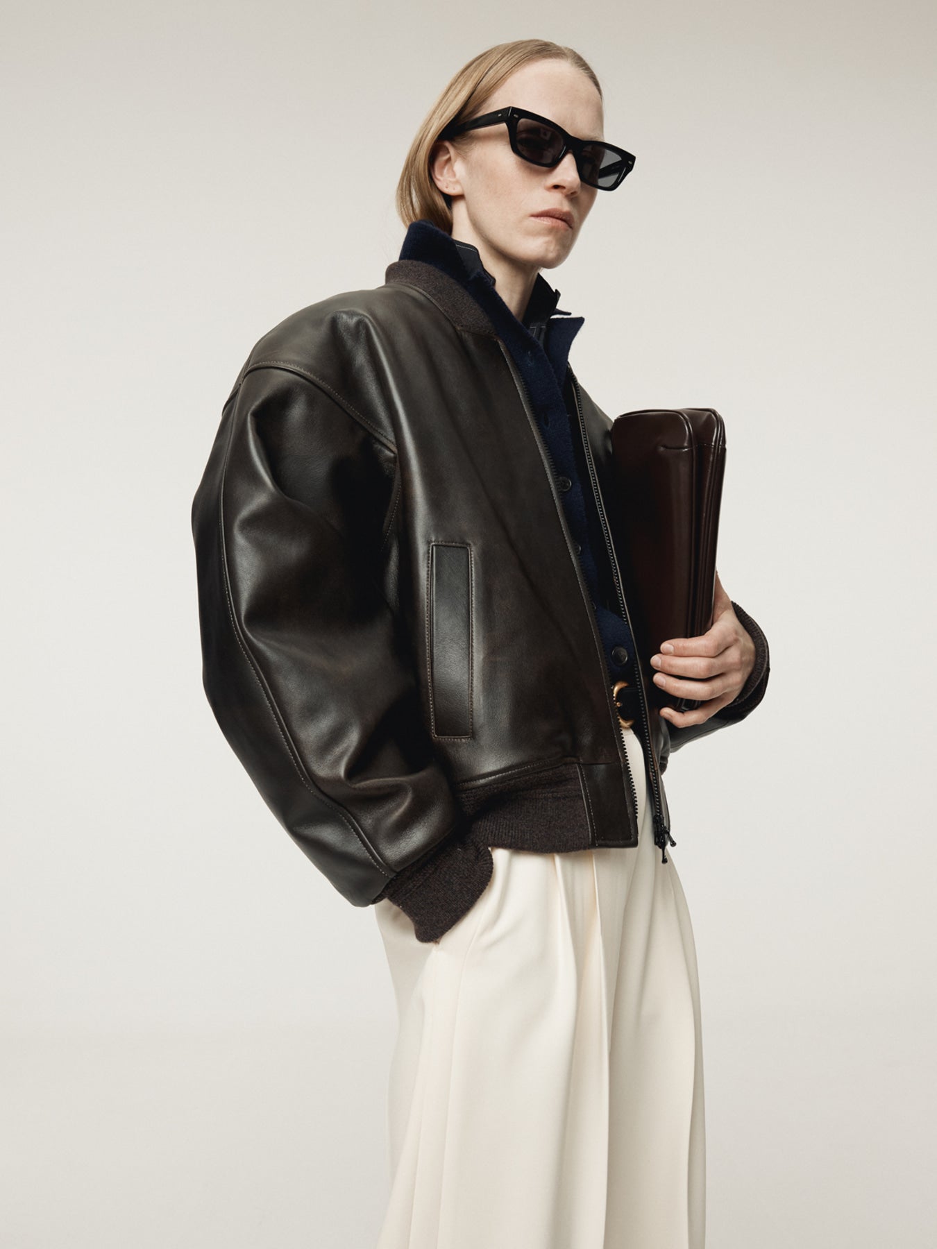 Recto - Vintage Effect Leather Bomber (Vintage Brown) product image 12 | TRAB K-Fashion Australia