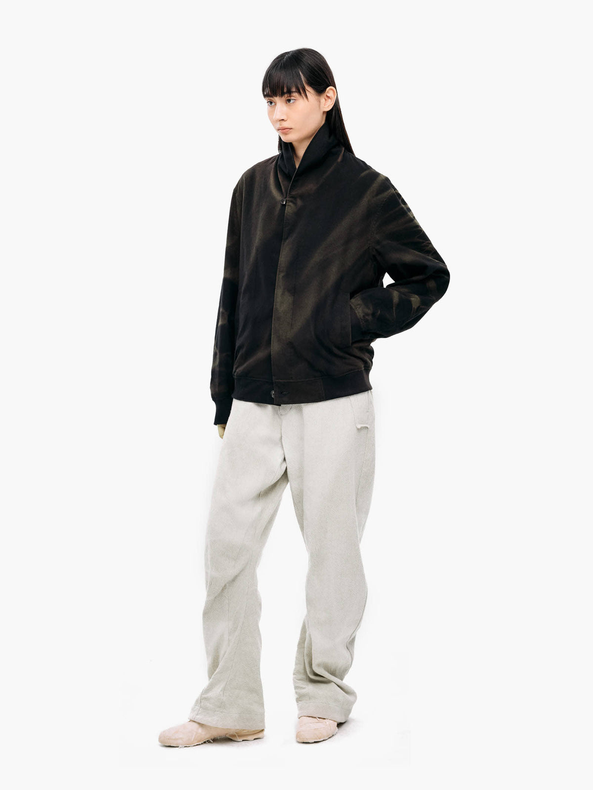 Jiyong Kim - Sun-Bleached Curved Trousers (Ivory) product image 1 | TRAB K-Fashion Australia