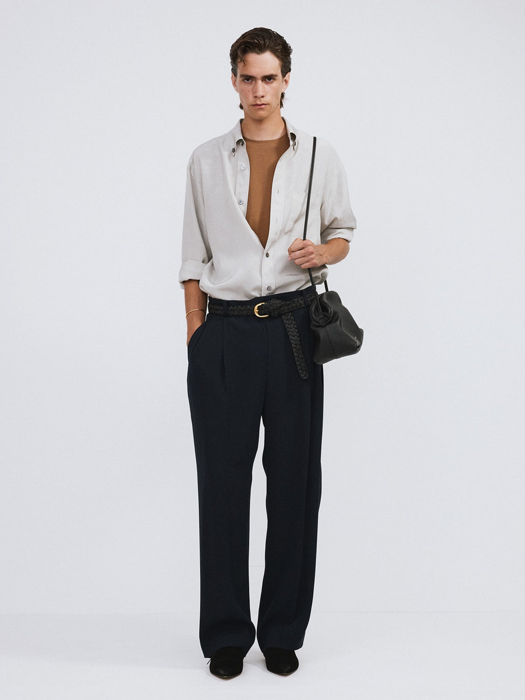 Recto - Wrinkled Fluid Shirt (Light Taupe) product image 1 | TRAB K-Fashion Australia
