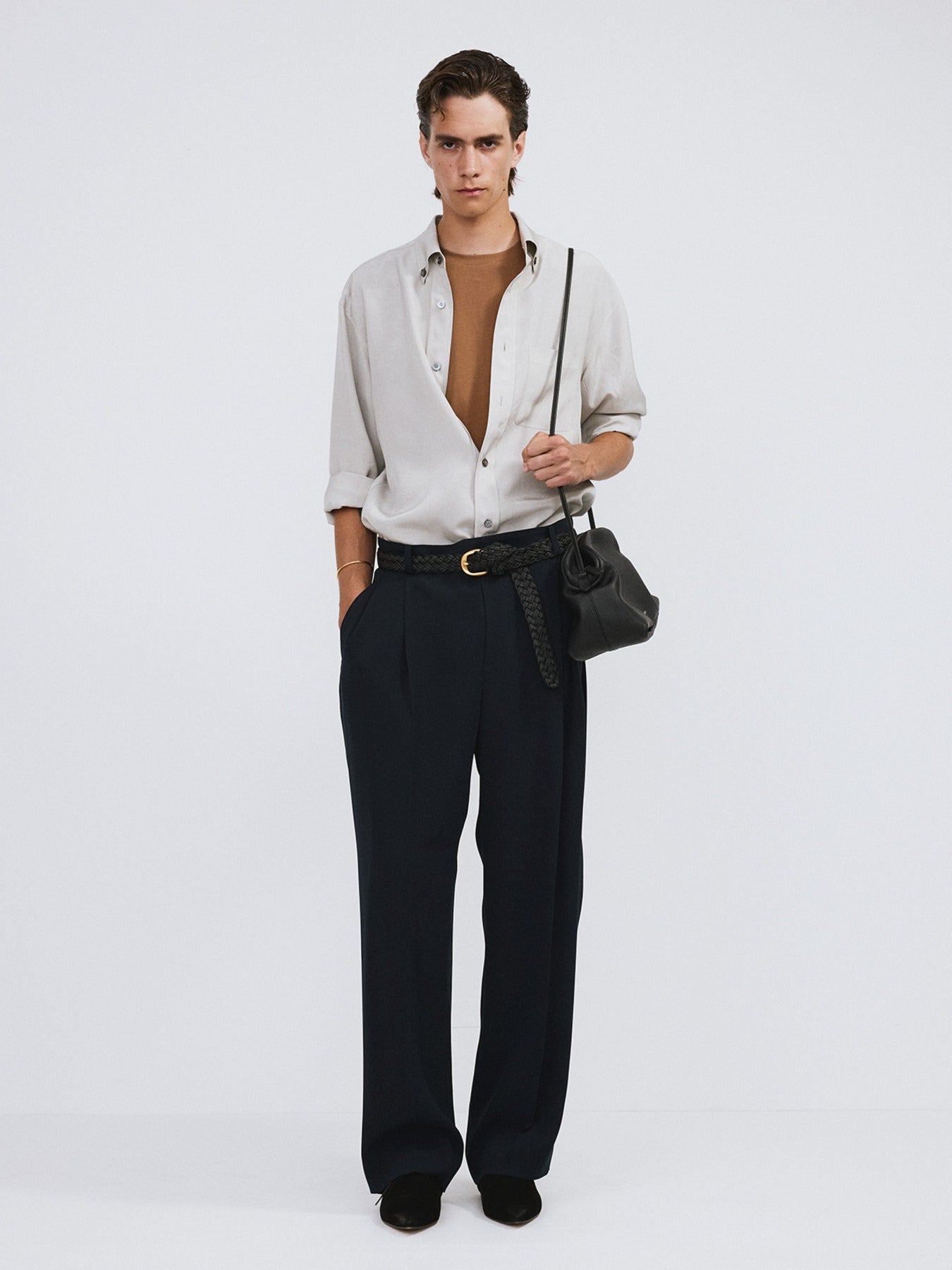 Recto - Wrinkled Fluid Shirt (Light Taupe) product image 1 | TRAB K-Fashion Australia