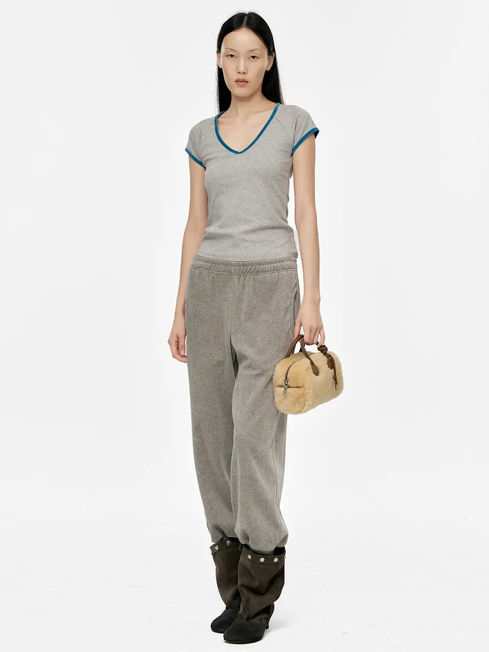 Marge Sherwood - Soft Bowling Mini (Beige Shearling+Chestnut Nubuck) product image 3 | TRAB K-Fashion Australia