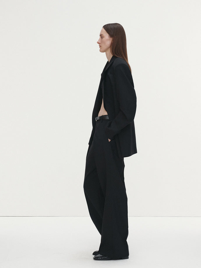 Tonywack - Light Wool Pleated Wide Trousers (Black) product image 2 | TRAB K-Fashion Australia