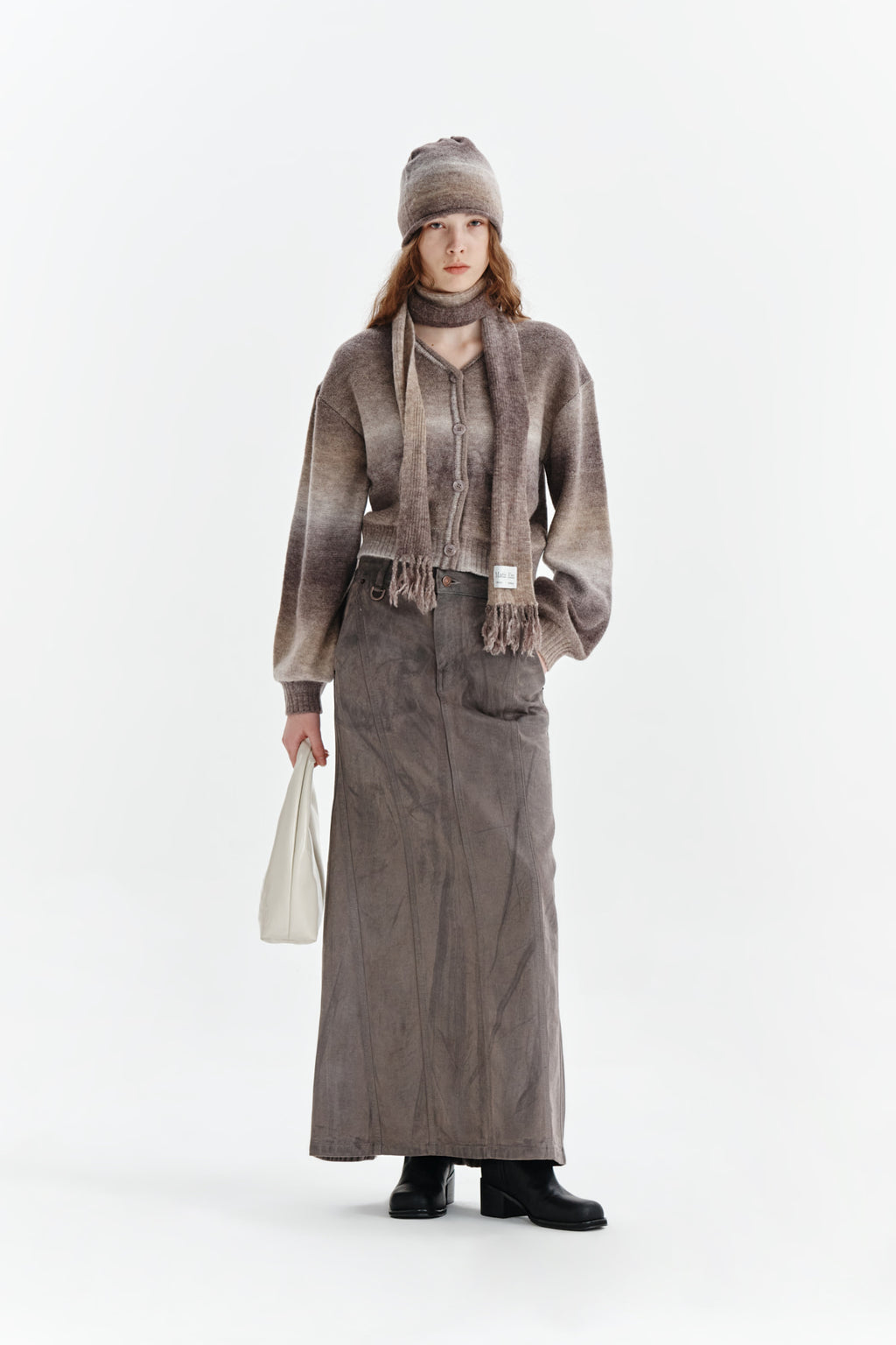 Matin Kim - Wax Coating Denim Skirt (Brown) product image 8 | TRAB K-Fashion Australia