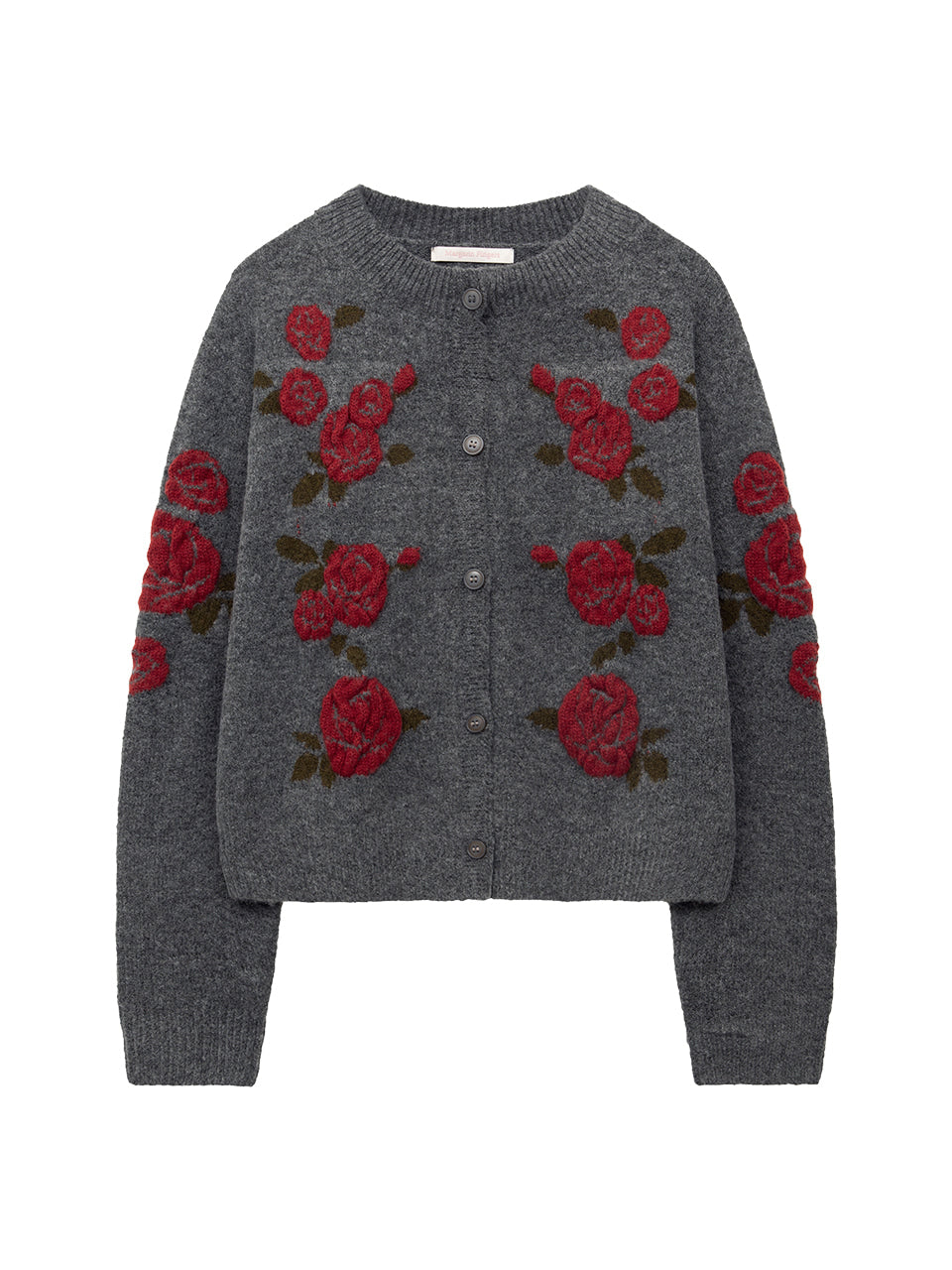 Margarin Fingers - [pre-Order – Ships October 30] Rose Jacquard Cardigan (Grey) product image 2 | TRAB K-Fashion Australia