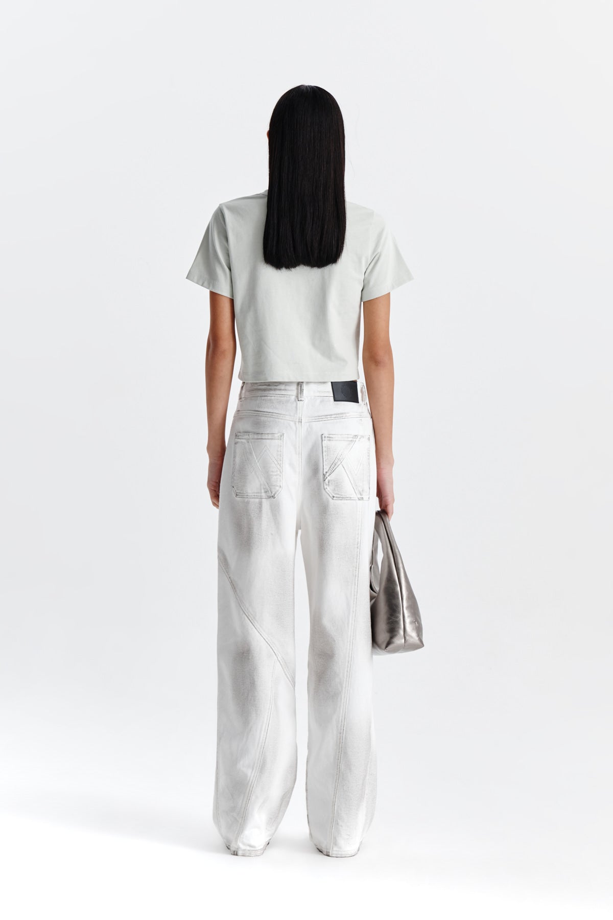 Matin Kim - Line Point Painting Denim Pants (White) product image 7 | TRAB K-Fashion Australia