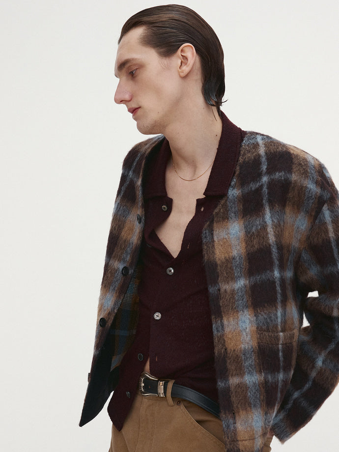 Tonywack - Checked Wool Mohair Blouson (Italian Fabric) (Brown) product image 4 | TRAB K-Fashion Australia