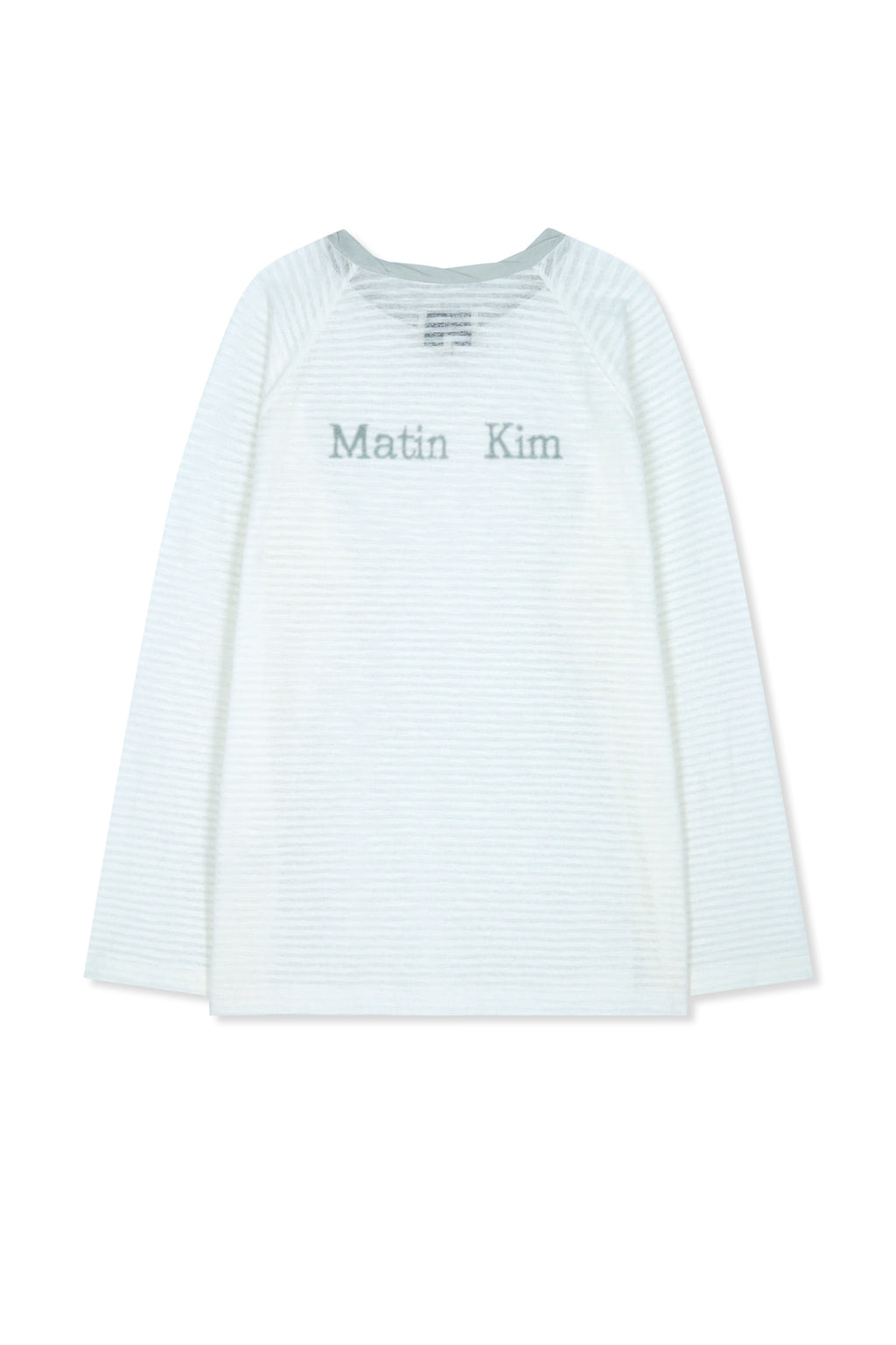 Matin Kim - Twist Boat Neck Stripe Logo Top (White) product image 2 | TRAB K-Fashion Australia