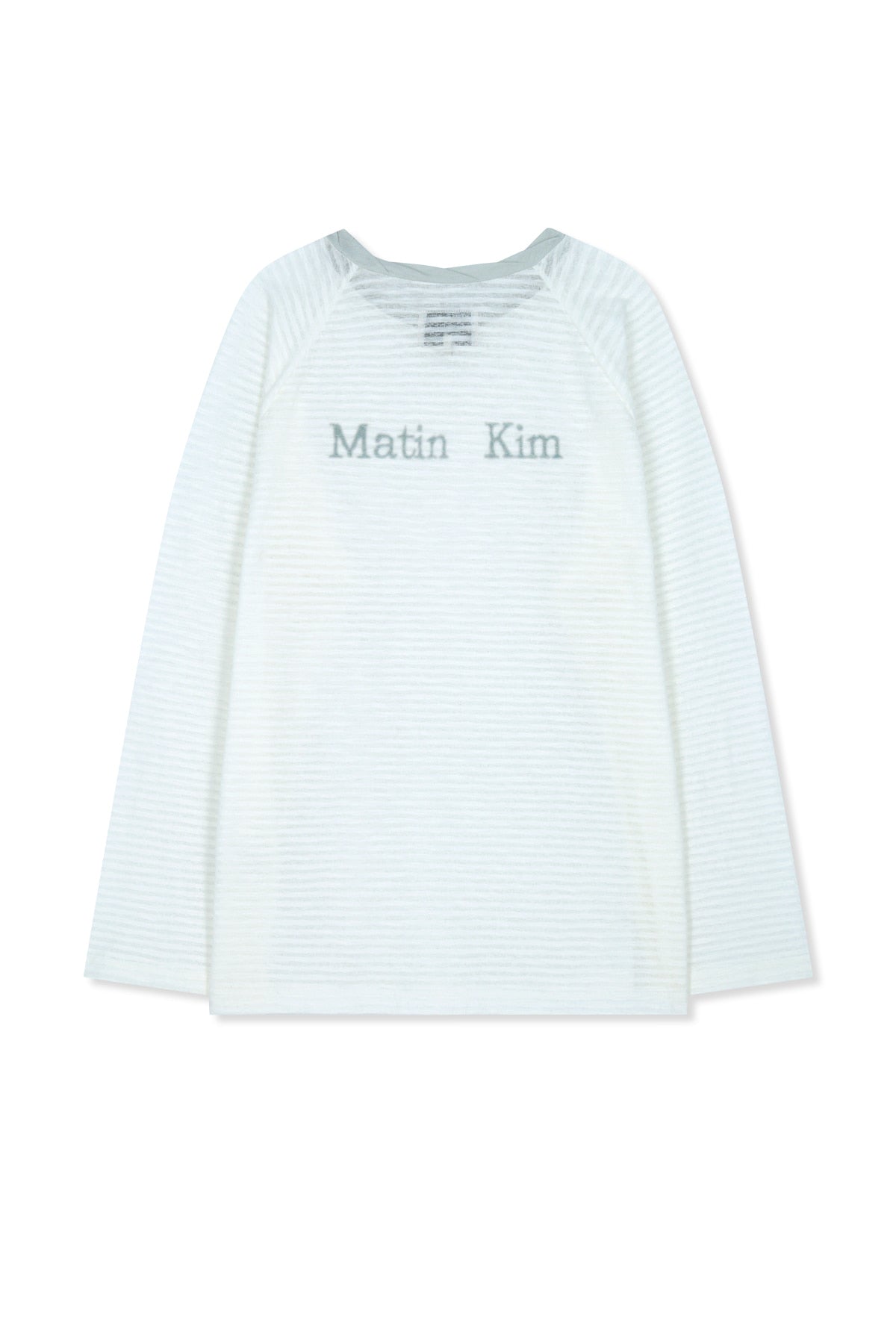 Matin Kim - Twist Boat Neck Stripe Logo Top (White) product image 2 | TRAB K-Fashion Australia