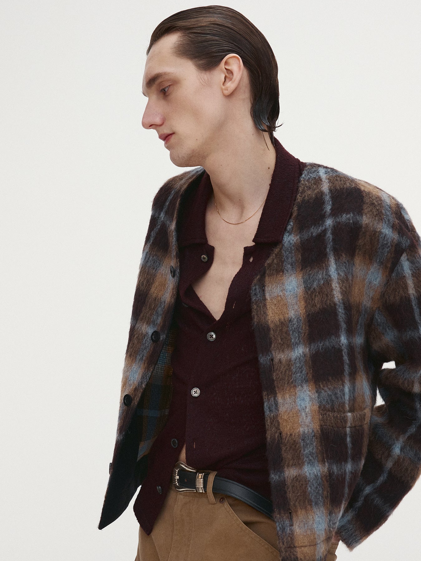 Tonywack - Checked Wool Mohair Blouson Italian Fabric (Brown) product image 4 | TRAB K-Fashion Australia
