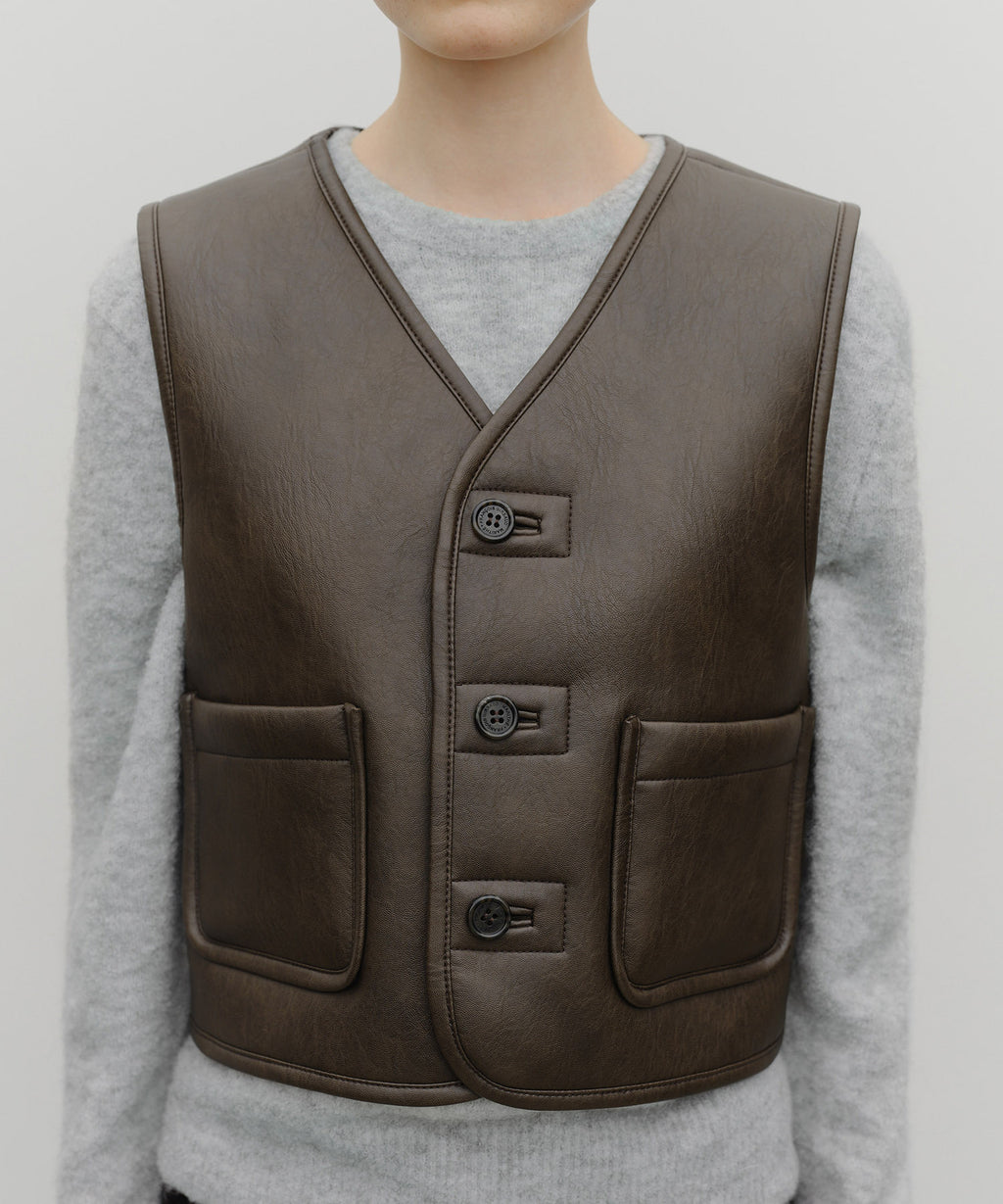 Marithe & Francois Girbaud - Faux Leather Mustang Crop Vest (Brown) product image 5 | TRAB K-Fashion Australia