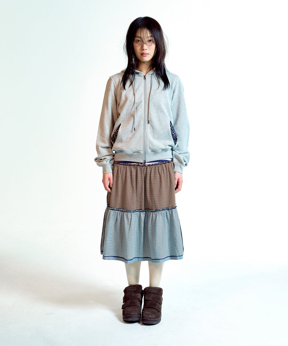 Coyseio - Flower Point Zip-Up Hoodie (Melange Grey) product image 9 | TRAB K-Fashion Australia