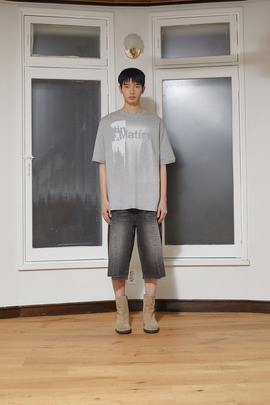 Matin Kim - Unbalance Printing Top (Grey) product image 11 | TRAB K-Fashion Australia